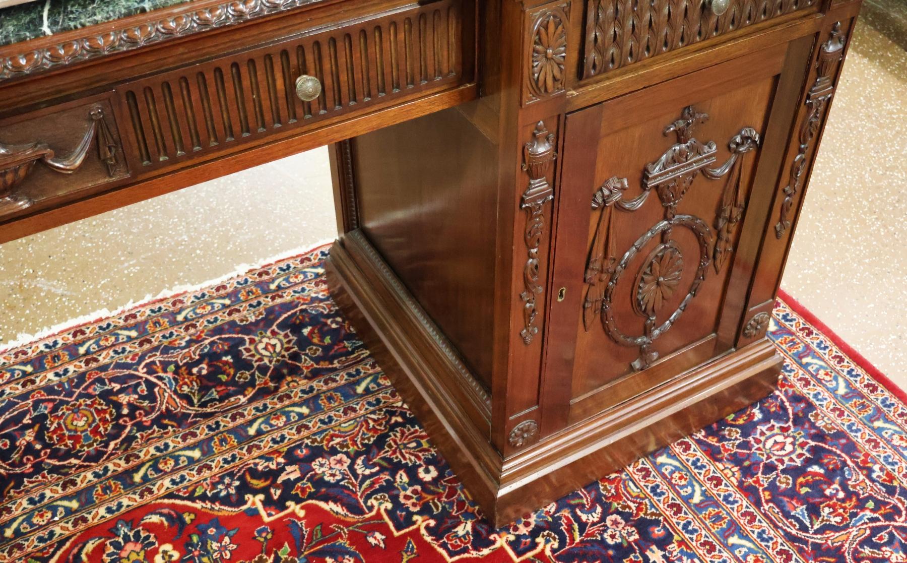 Mahogany Marble Top Adam Style Buffet Sideboard With Knife Boxes Circa 1900 im Angebot 9