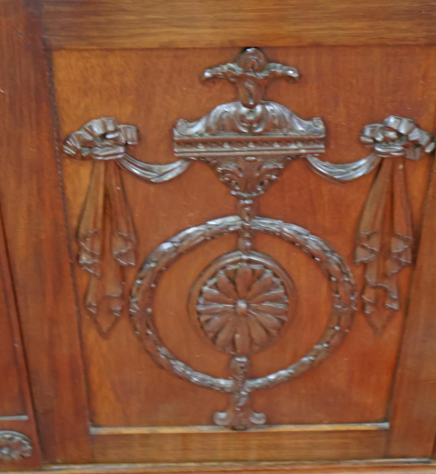 Mahogany Marble Top Adam Style Buffet Sideboard With Knife Boxes Circa 1900 im Angebot 10