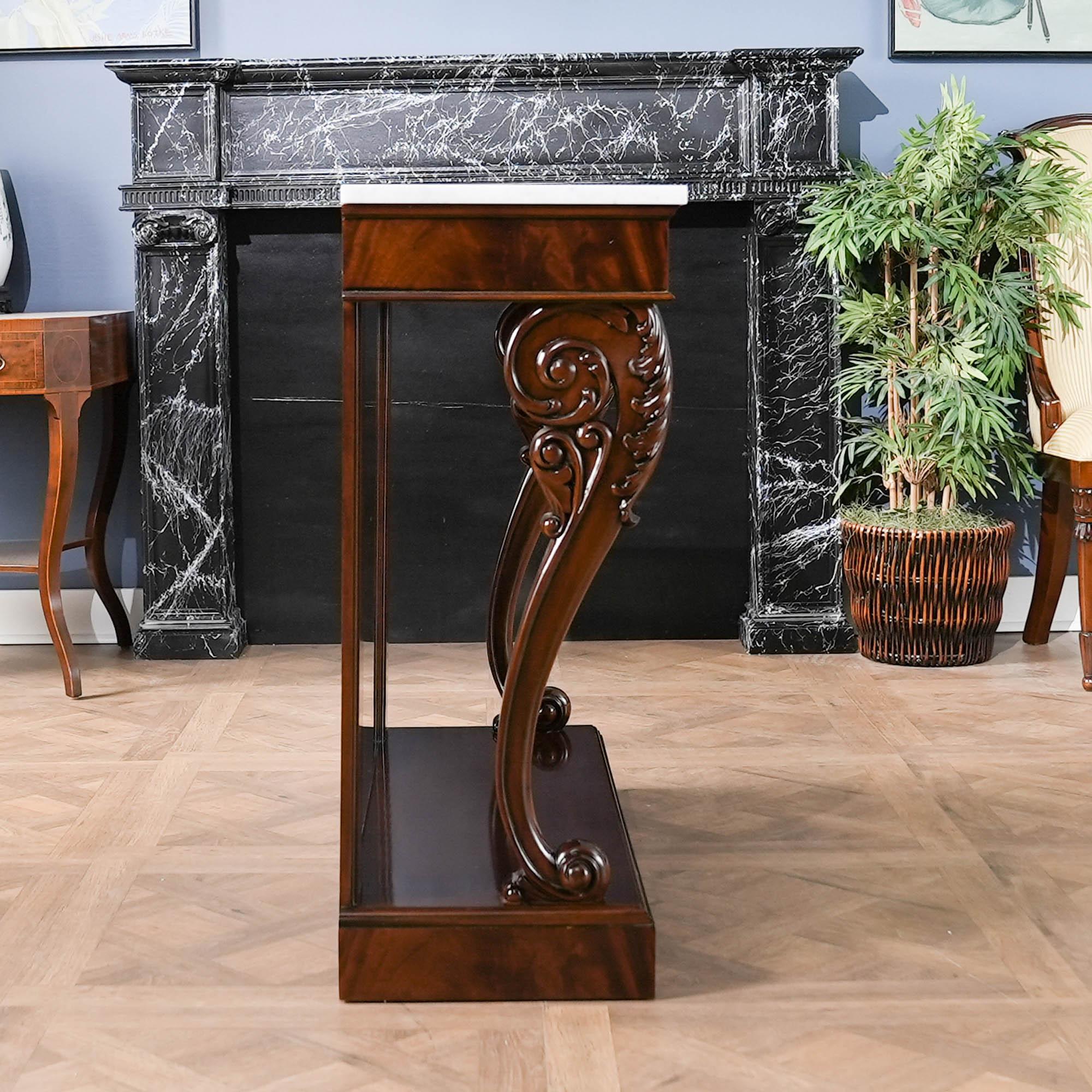 Mahogany Marble Top Console For Sale 3