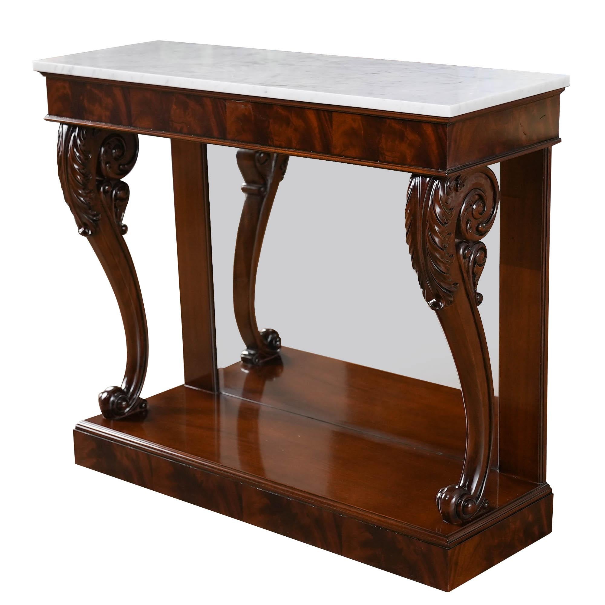 Mahogany Marble Top Console For Sale 6
