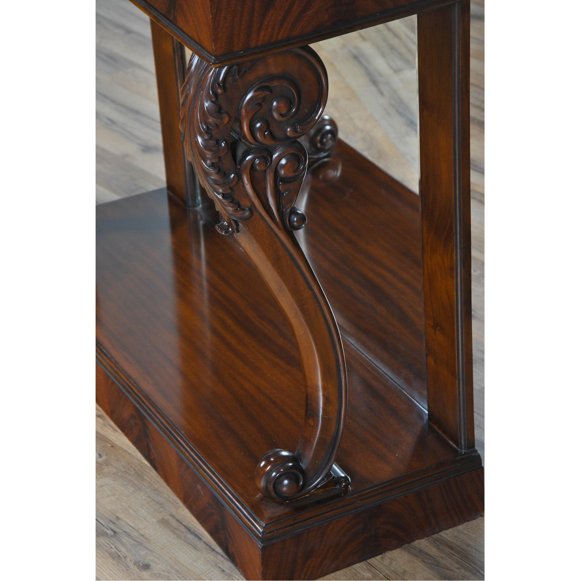 Mahogany Marble Top Console  In New Condition For Sale In Annville, PA