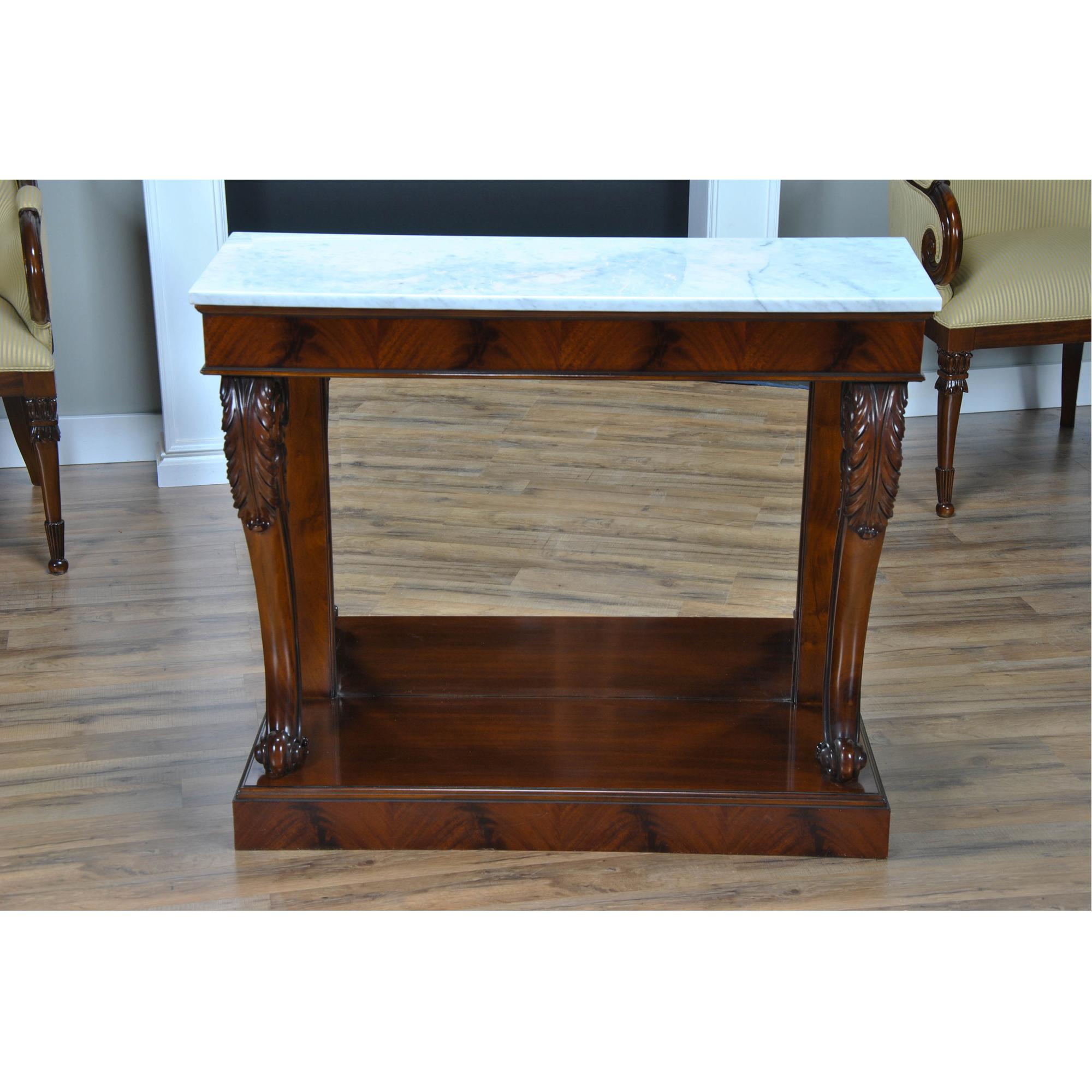 Contemporary Mahogany Marble Top Console  For Sale