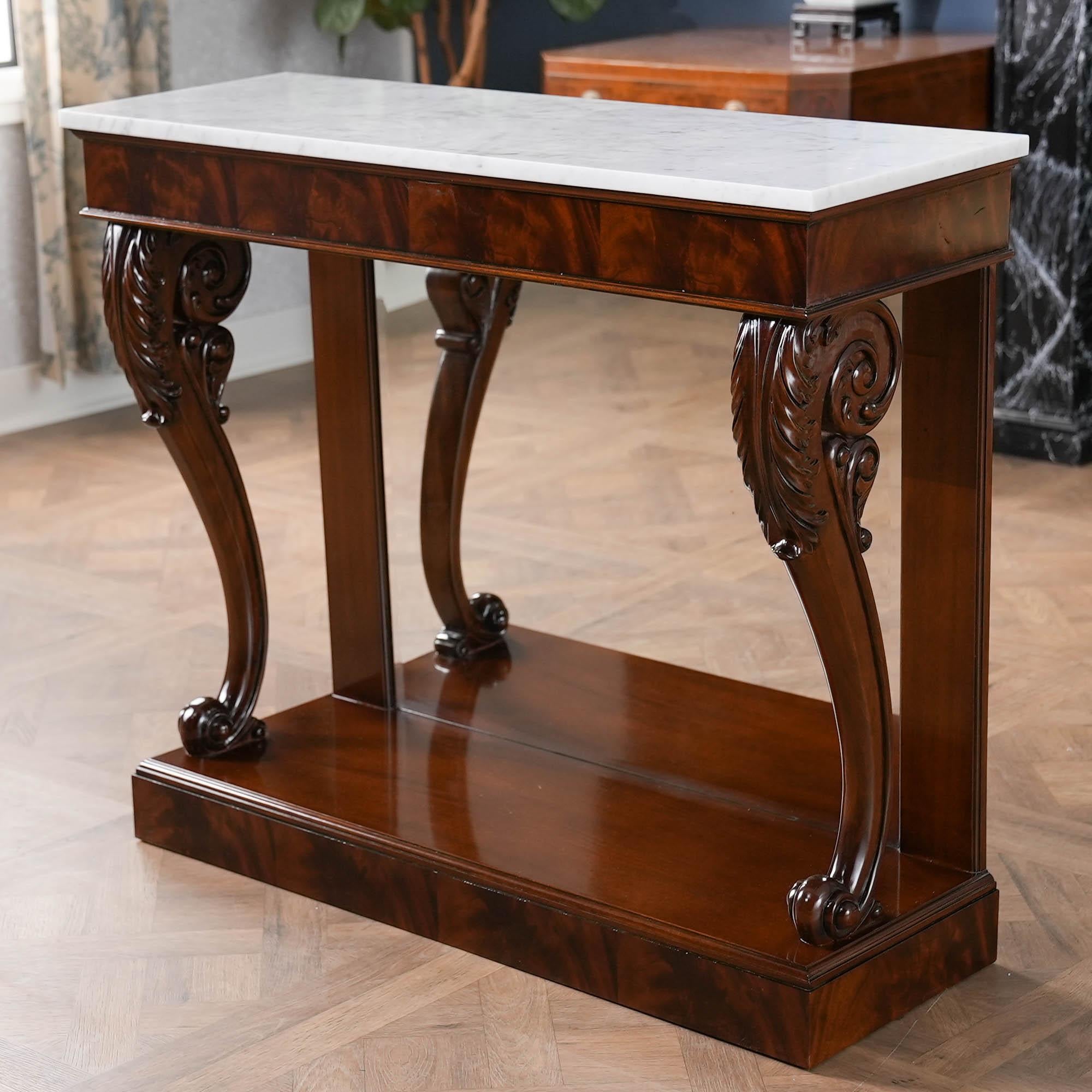 Mahogany Marble Top Console In New Condition For Sale In Annville, PA