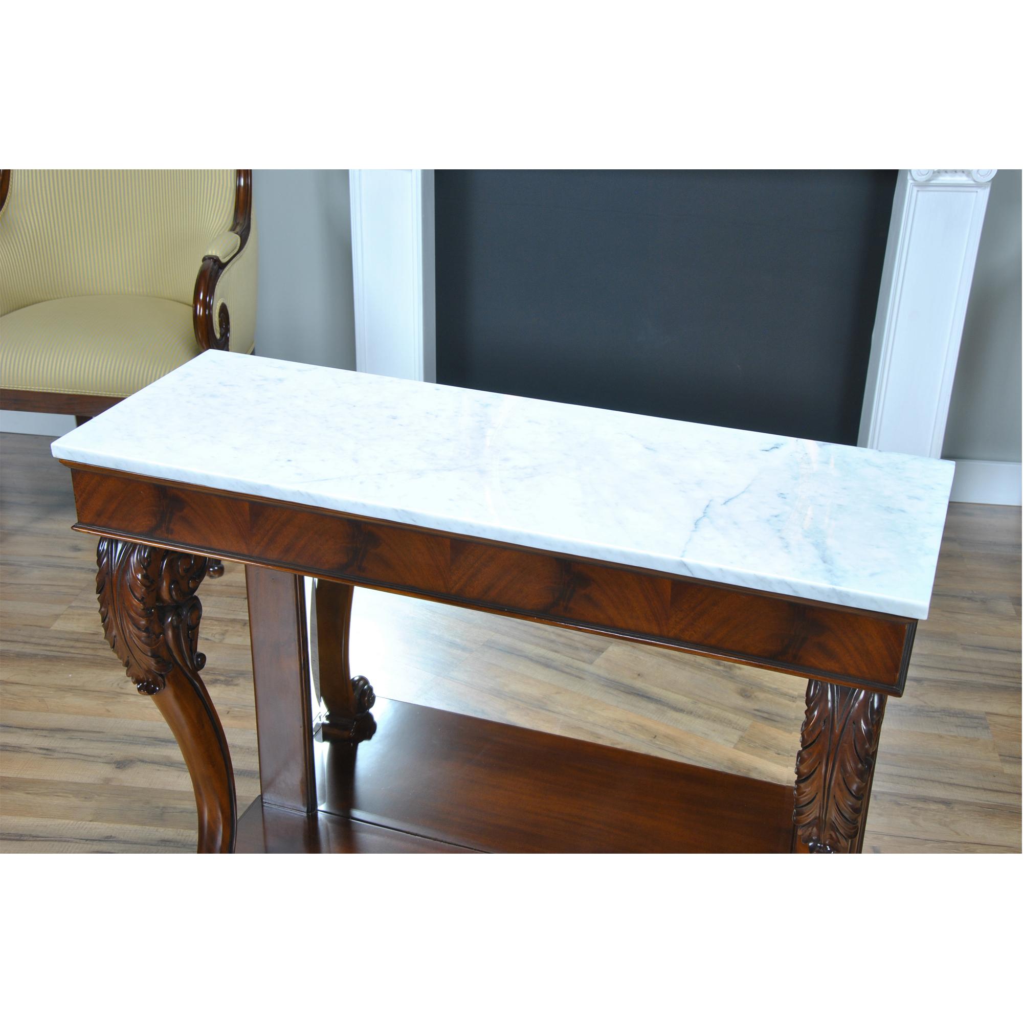 Mahogany Marble Top Console  For Sale 3