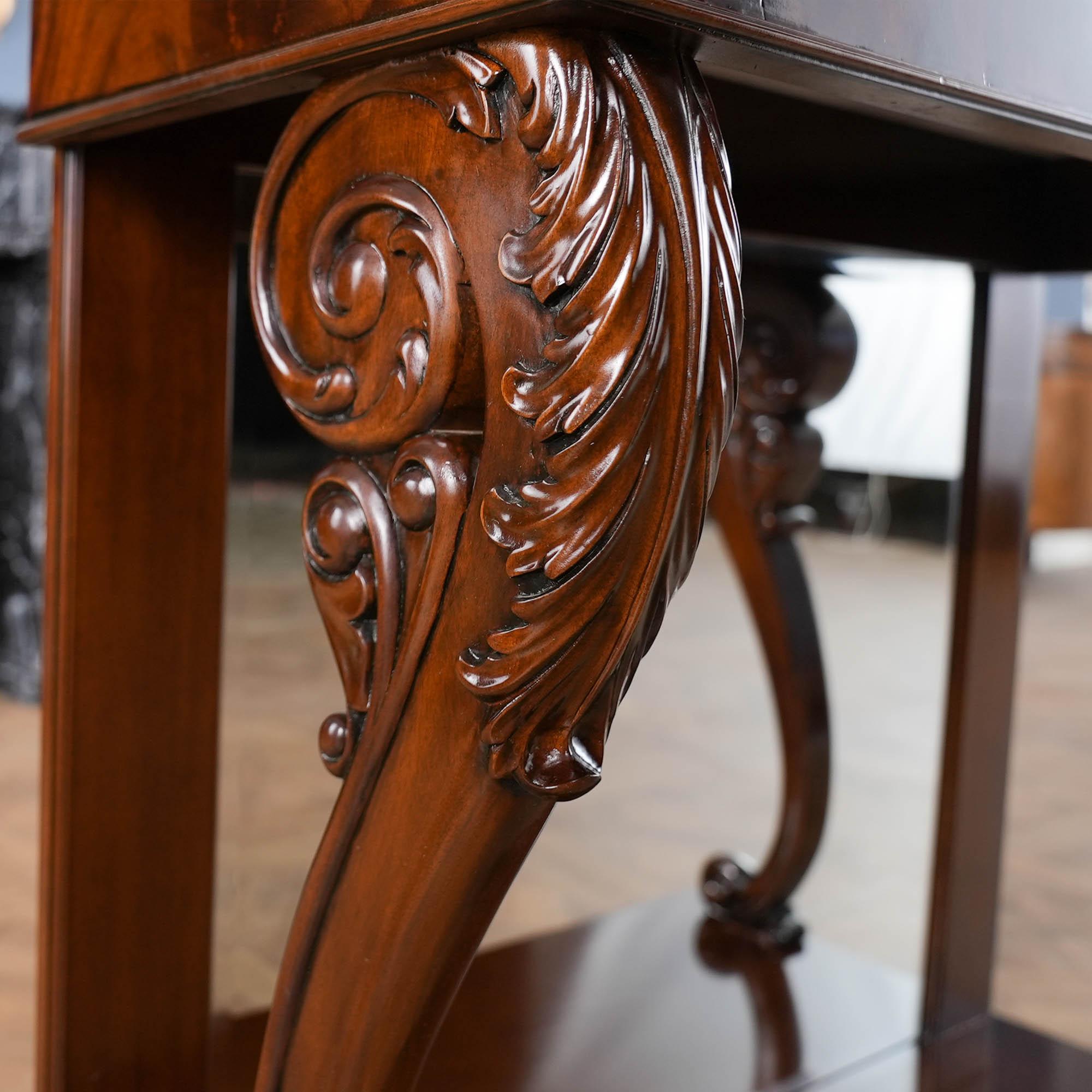 Mahogany Marble Top Console For Sale 1