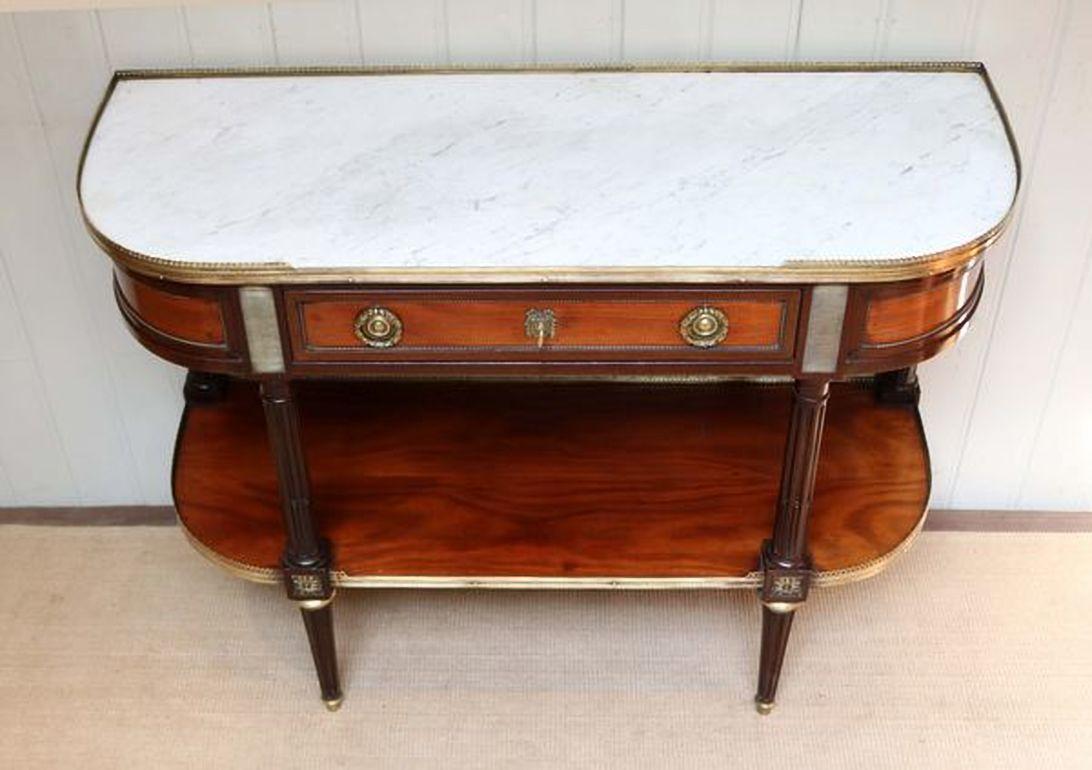Empire Mahogany Marble Top Console Table For Sale