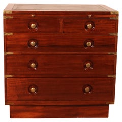 Antique Mahogany Marine / Campaign Chest Of Drawers Of A Cruise Liner