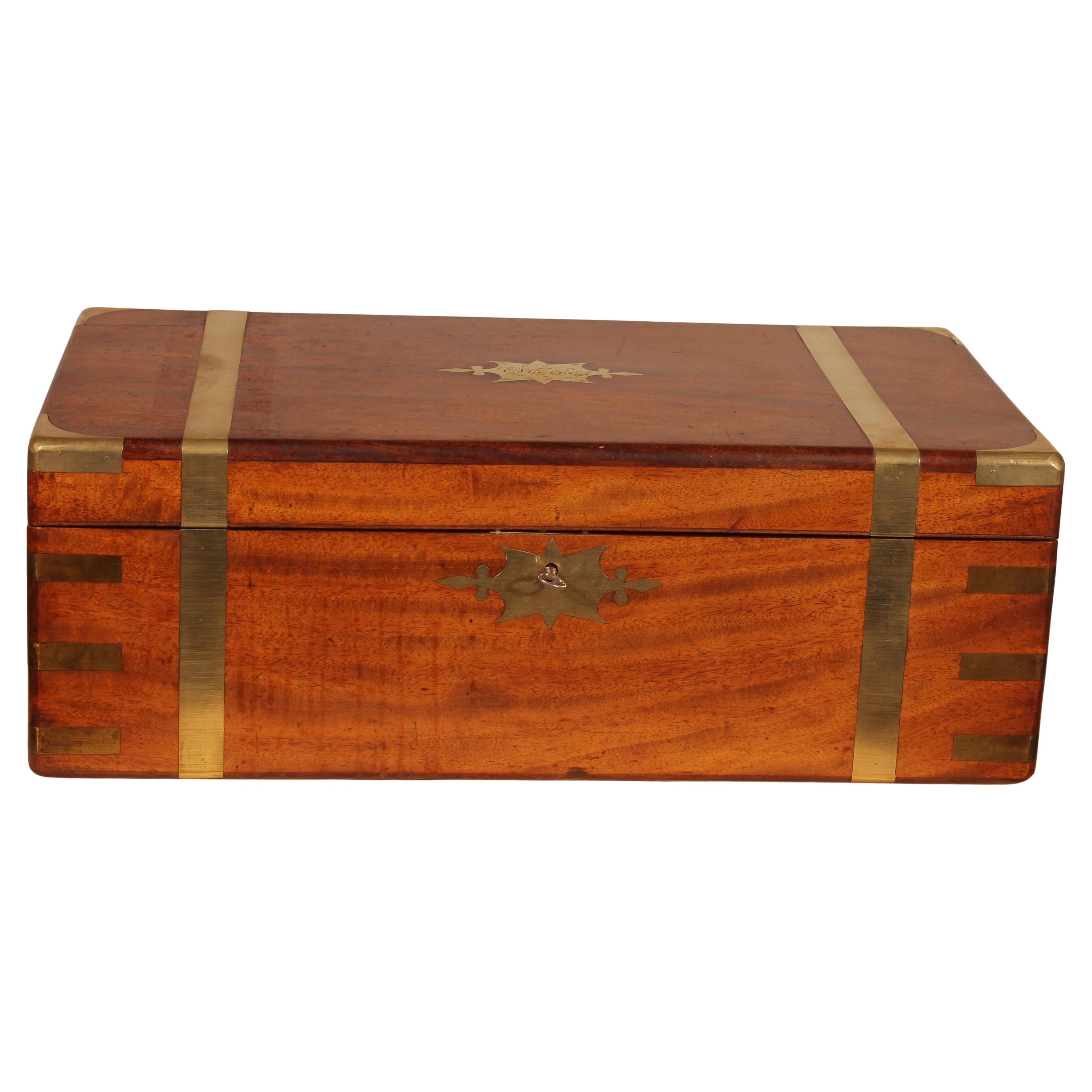 Mahagoni Marin oder Campaigner Schreiben Hang mit einem versteckten Fach, 19.