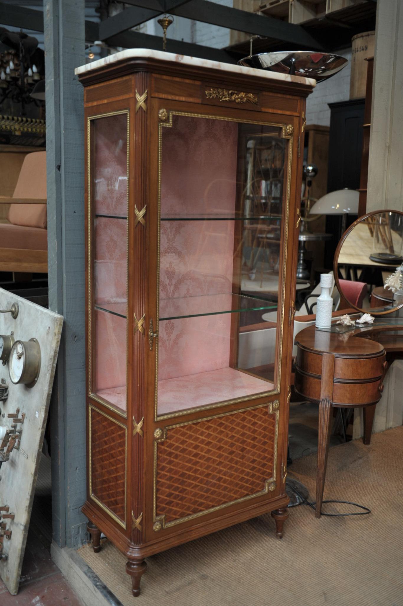Mahogany Marqueterie and Bronze Louis XVI Style Bookcase, circa 1900 For Sale 6