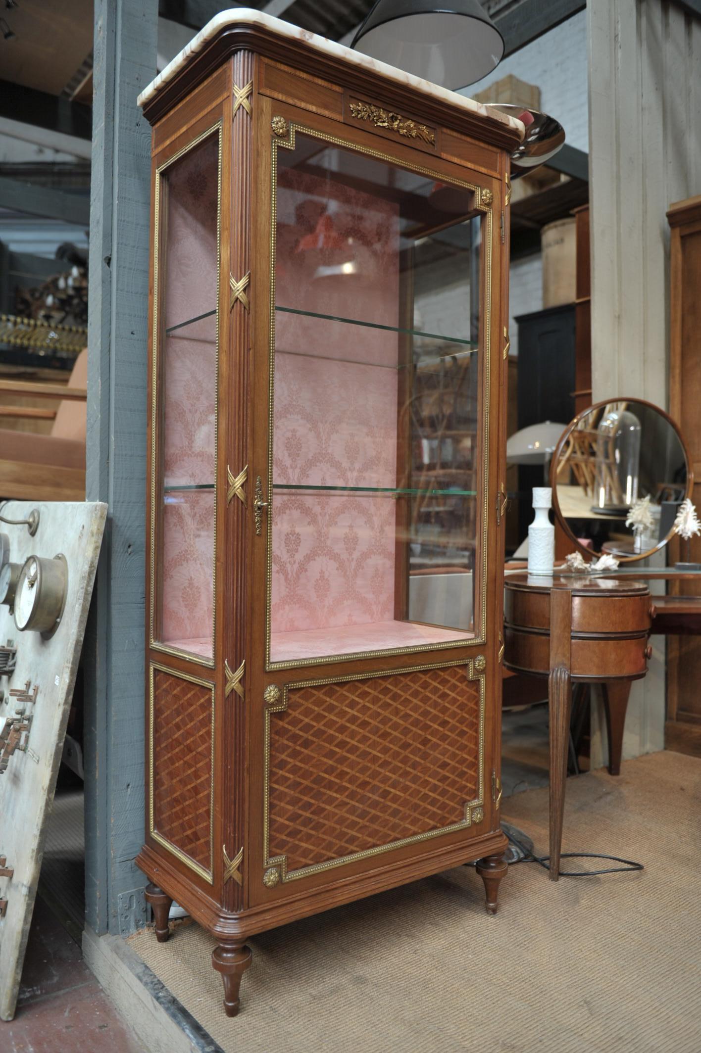 Mahogany Marqueterie and Bronze Louis XVI Style Bookcase, circa 1900 For Sale 9