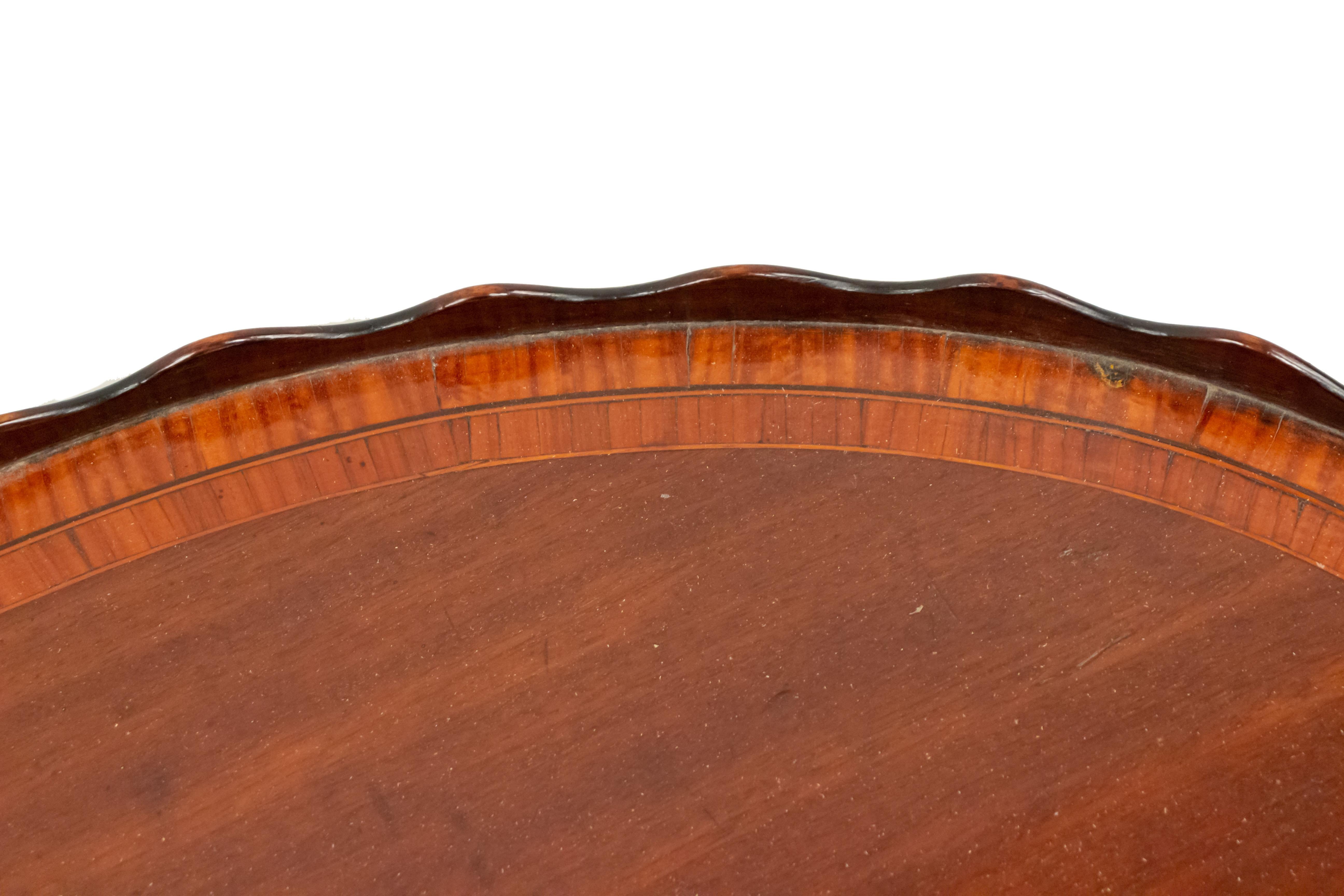 18th Century and Earlier Mahogany Marquetry Tray with Brass Handles