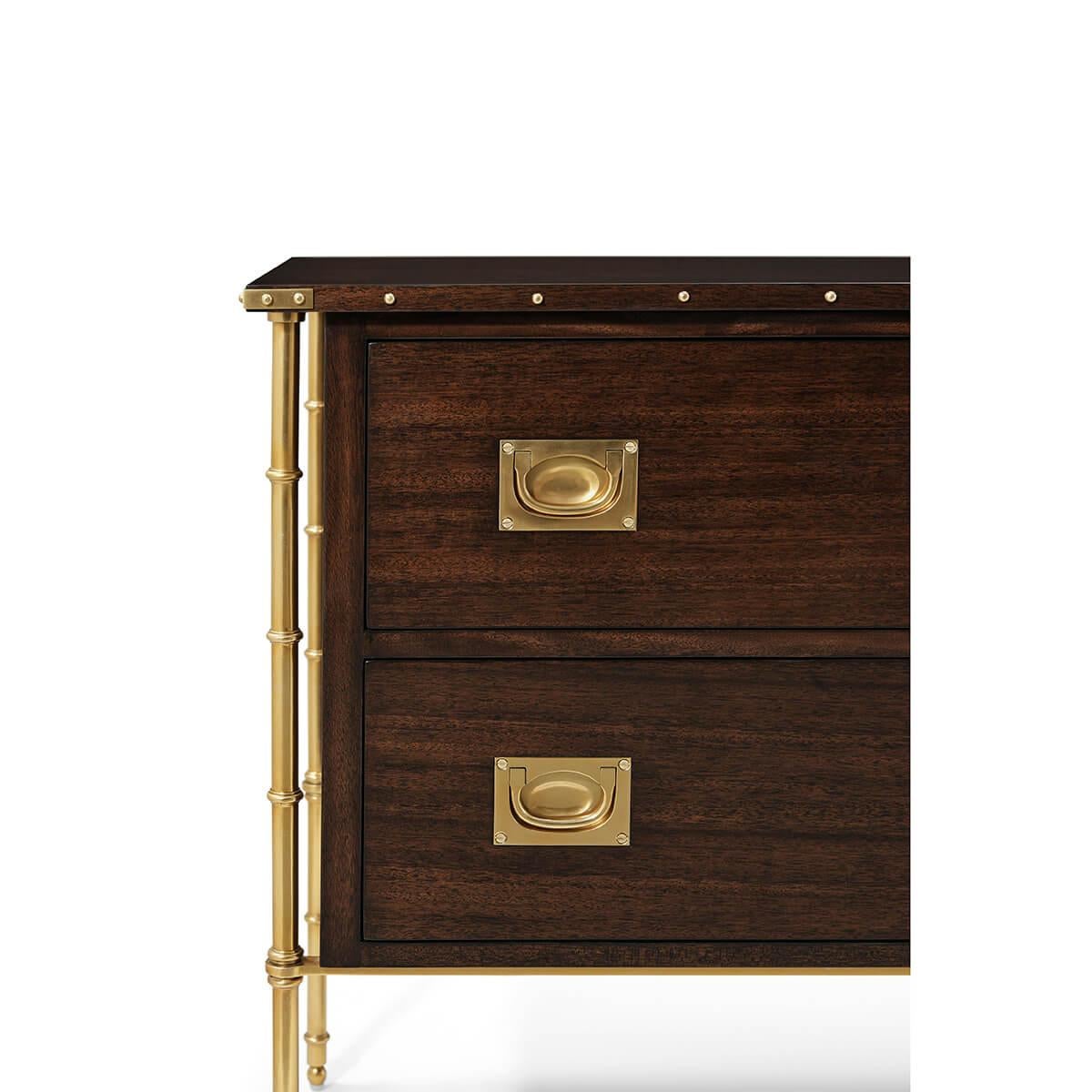 Mahagoni Mid Century Modern Nachttisch (Metall) im Angebot