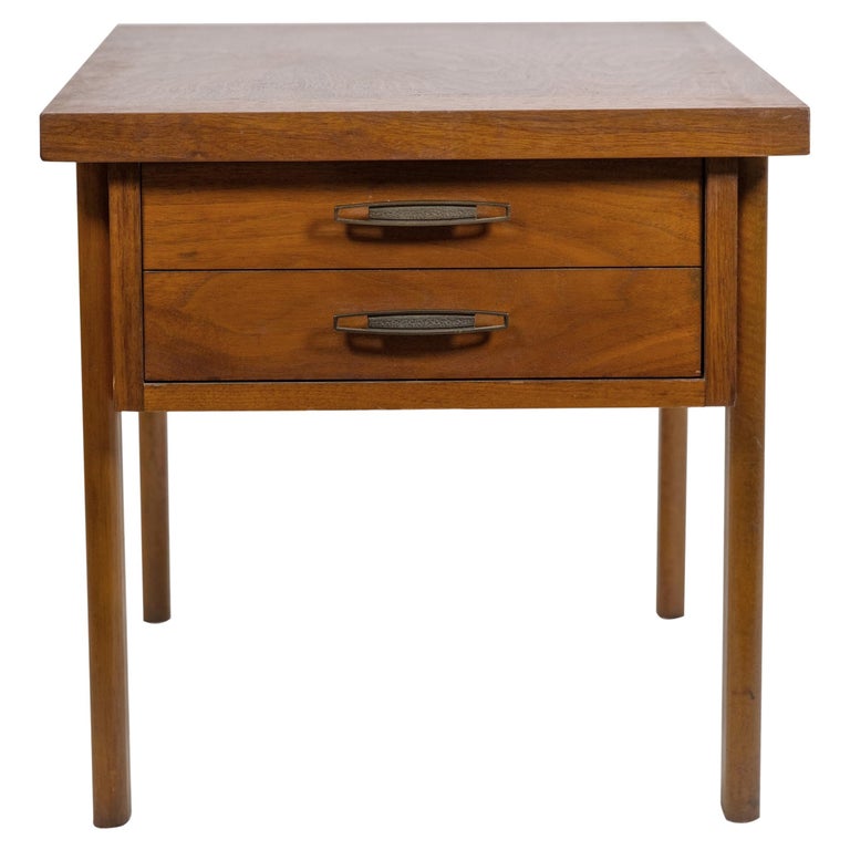 Mahogany MidCentury Modern Nightstand One Drawer with Double Brass