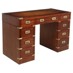 Mahogany Military Campaign Desk with Leather Top