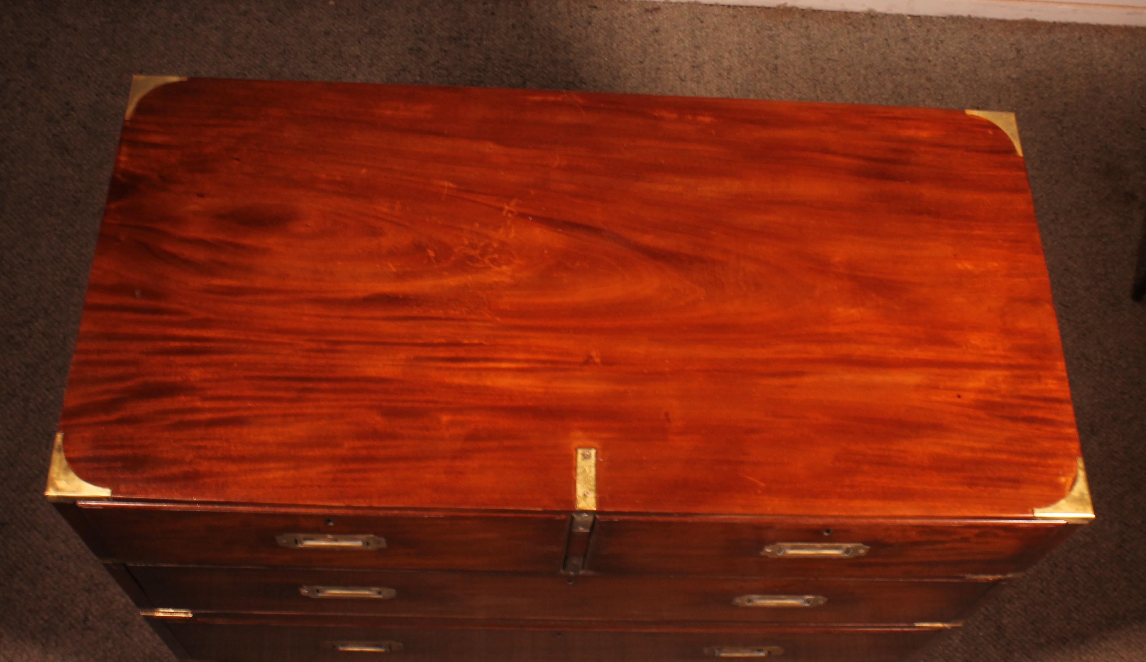 Cassettiera militare o da campagna in mogano - XIX secolo in vendita 5