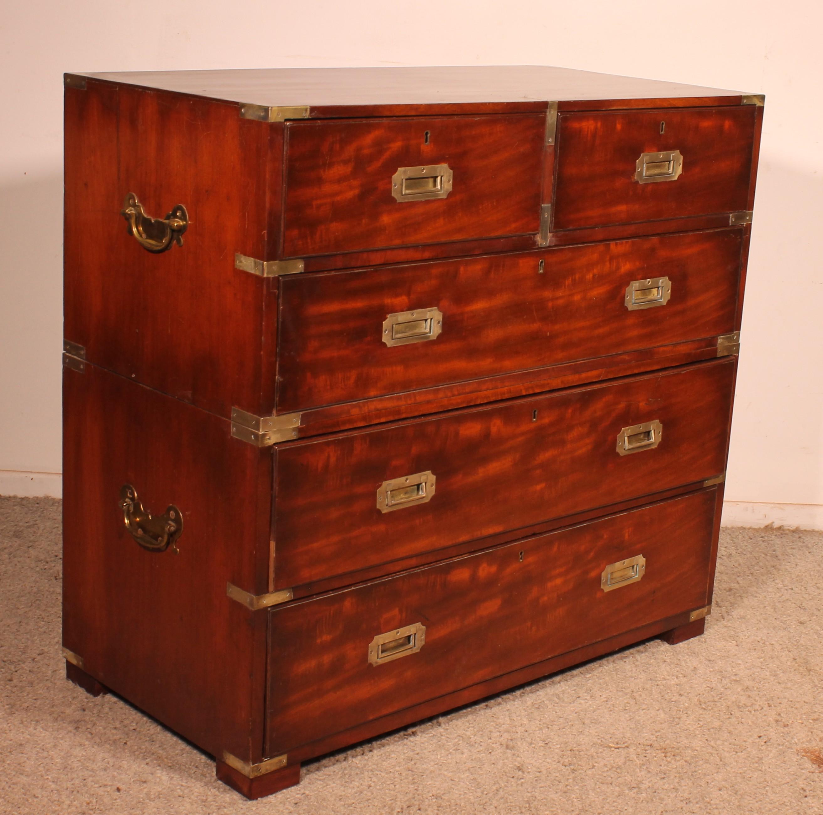 Cassettiera militare o da campagna in mogano - XIX secolo In condizioni buone in vendita a Brussels, Brussels