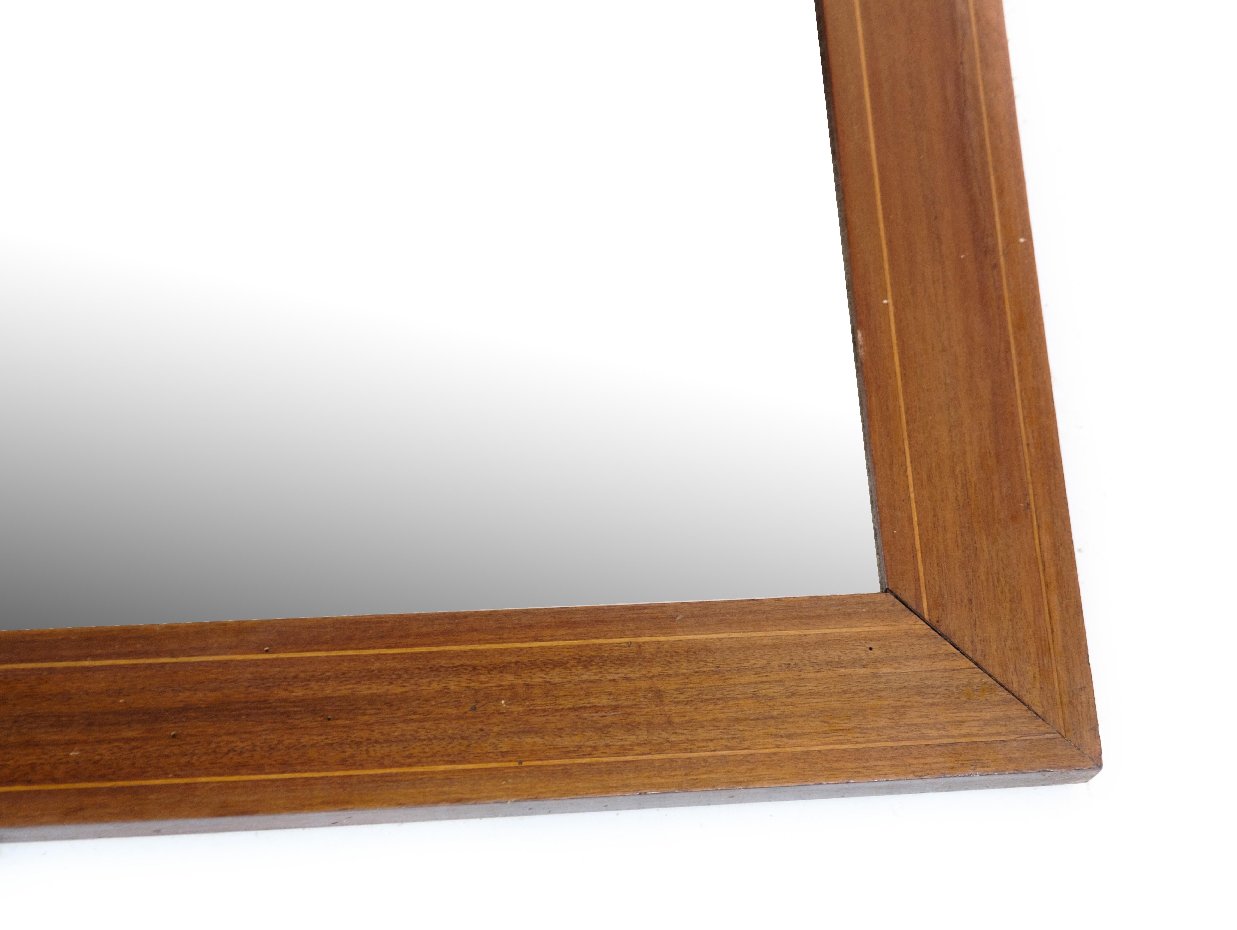 Mahogany Mirror, Marquetry, 1890 In Good Condition For Sale In Lejre, DK