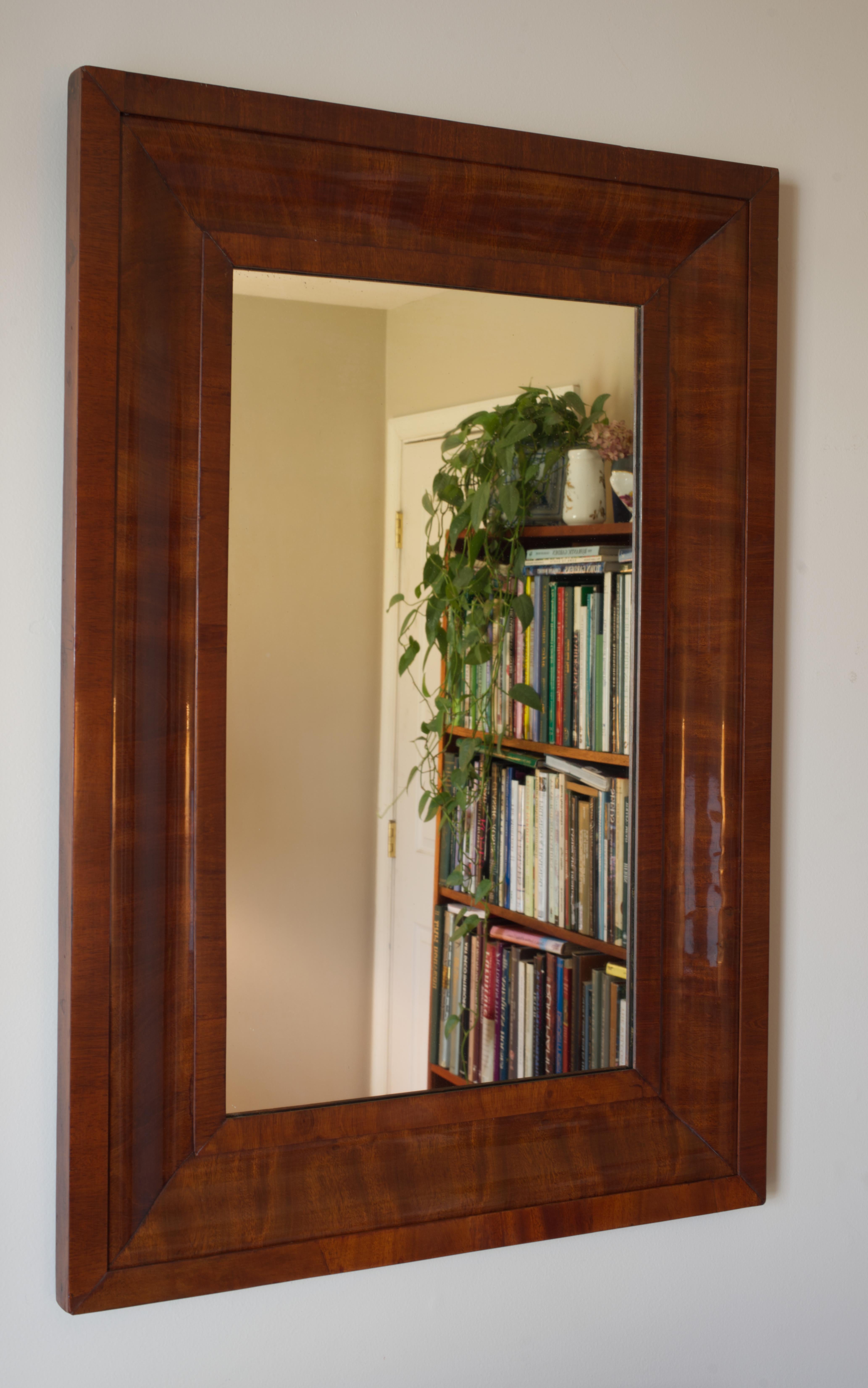Hand-Crafted Mahogany Mirror. Restored. Mid 1800s For Sale