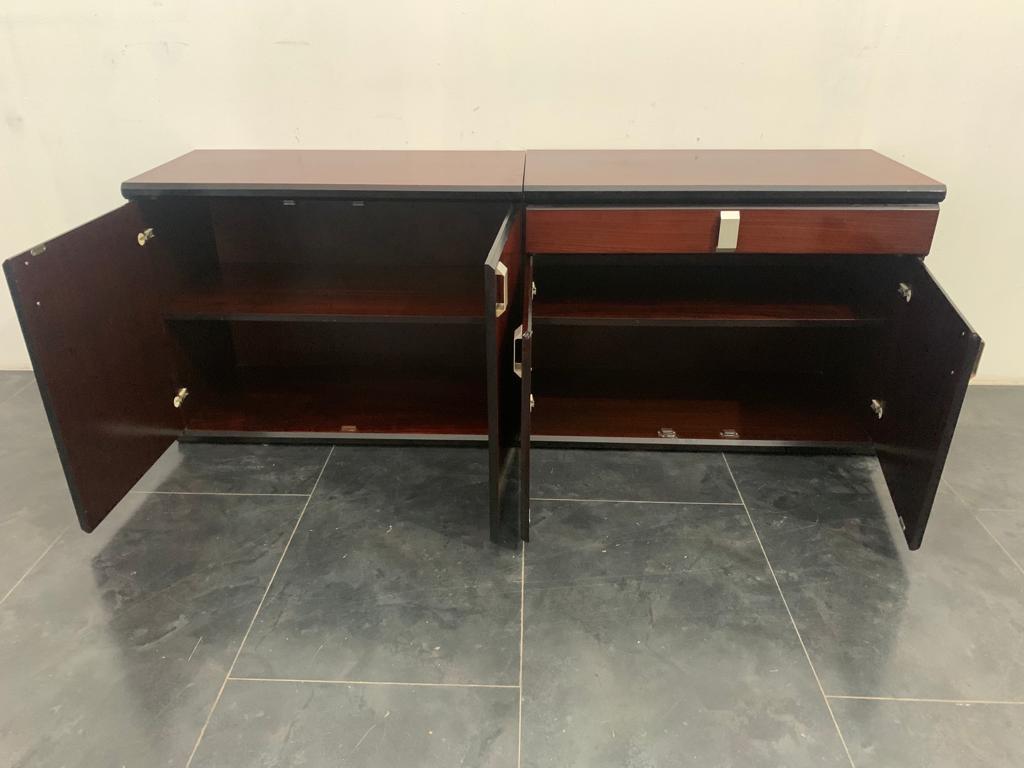 Mobili modulari in mogano, anni '70, Set di 6 in vendita 3