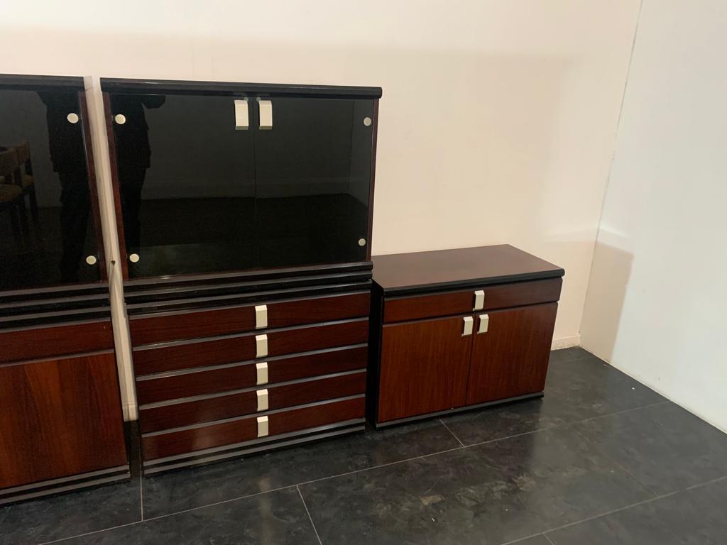 Mahogany Modular Furniture, 1970s, Set of 6 In Good Condition For Sale In Montelabbate, PU