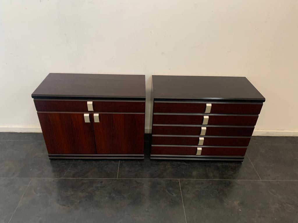 Mobili modulari in mogano, anni '70, Set di 6 in vendita 2