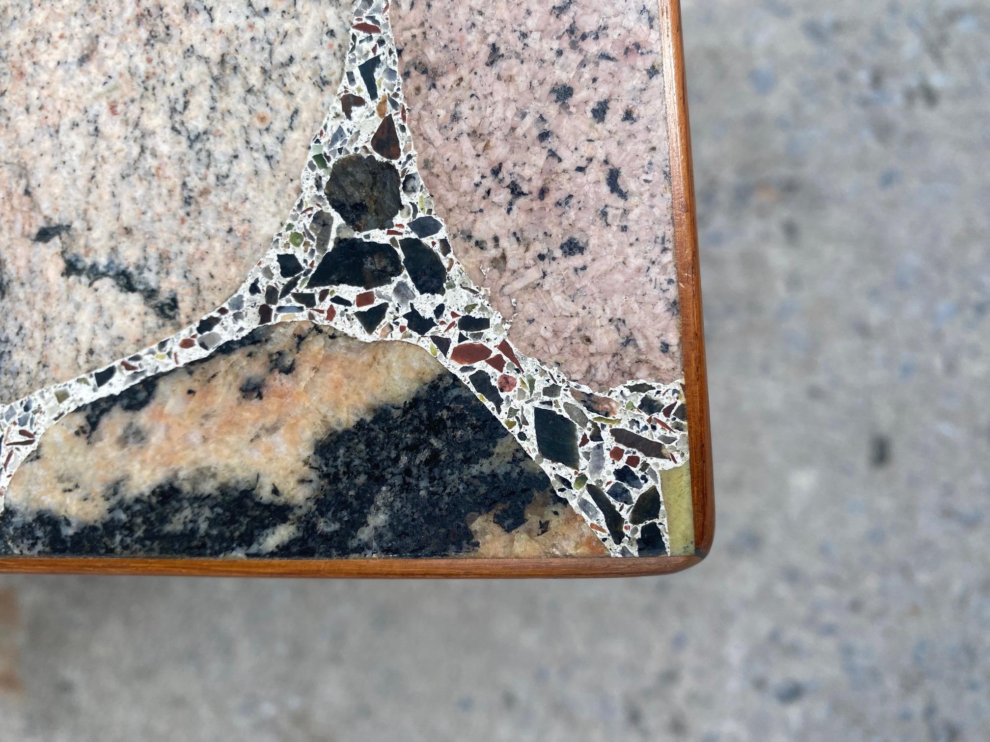Mahogany Mosaic Stone Side Table by Erling Viksjø for Conglo Design For Sale 6