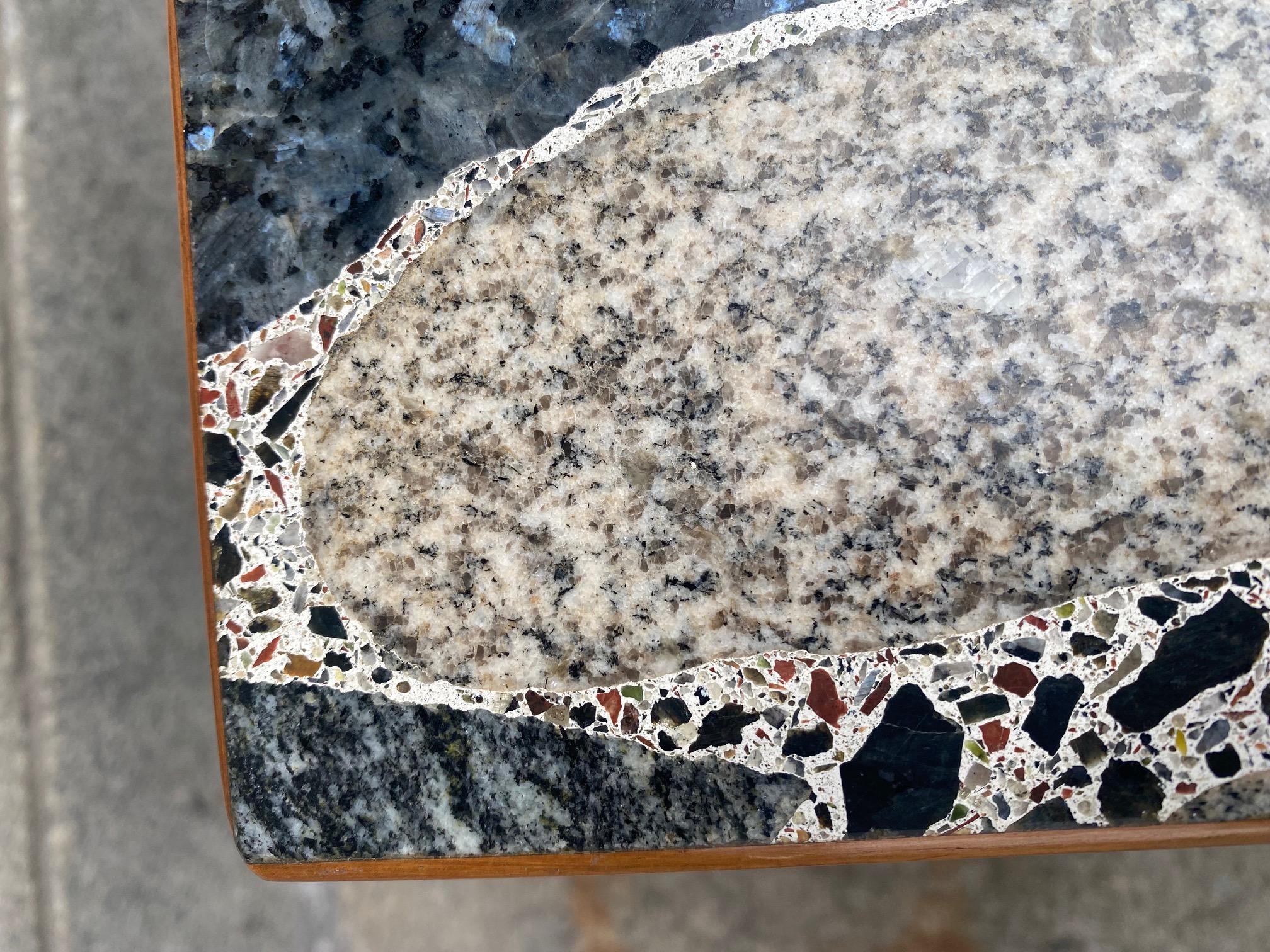 Mahogany Mosaic Stone Side Table by Erling Viksjø for Conglo Design For Sale 7