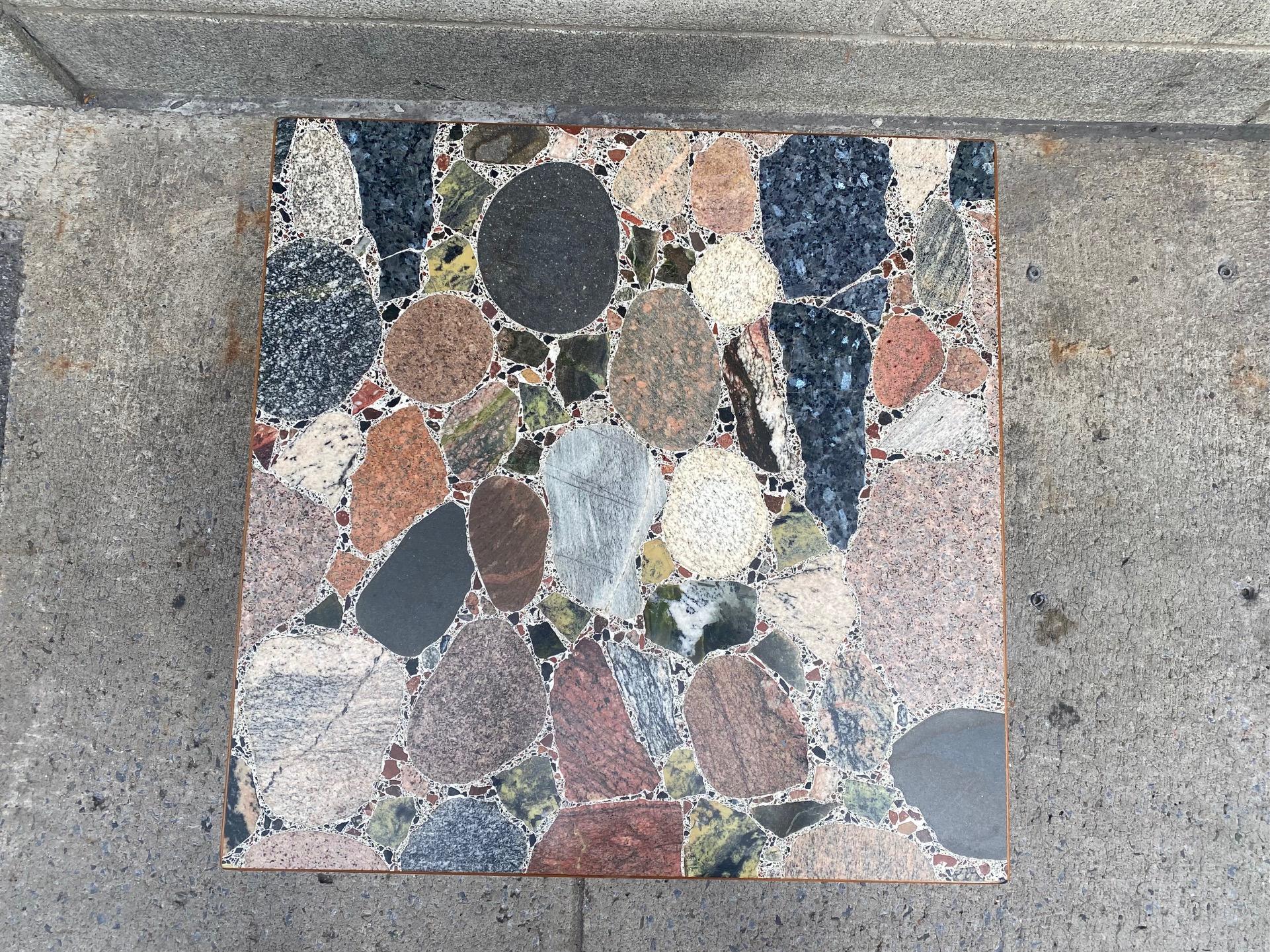 Mahogany Mosaic Stone Side Table by Erling Viksjø for Conglo Design For Sale 3