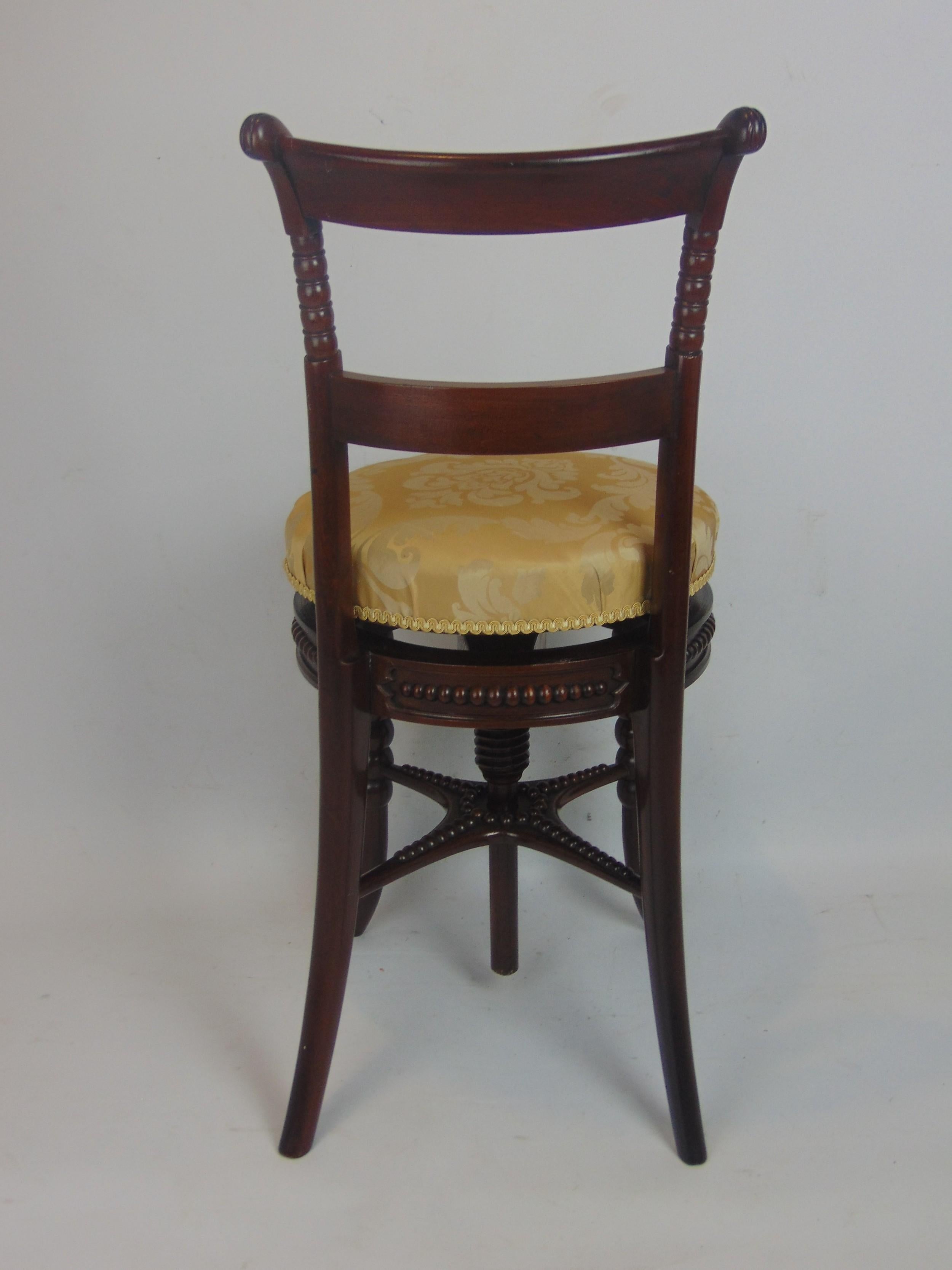 Carved Revolving Music Stool English 19th Century