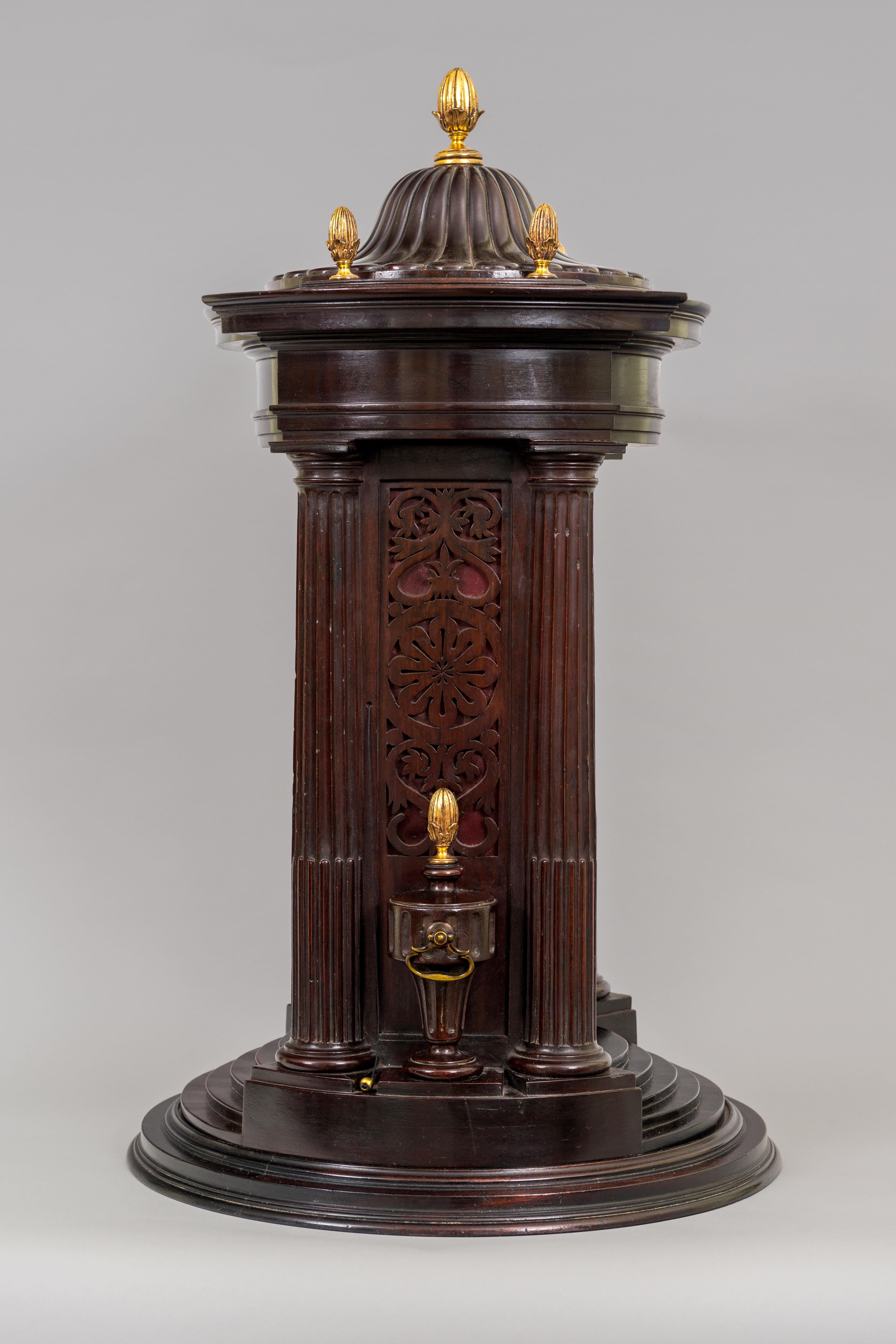 Gilt 18th Century Antique Mahogany Musical Table Clock by Ralph Gout of London For Sale