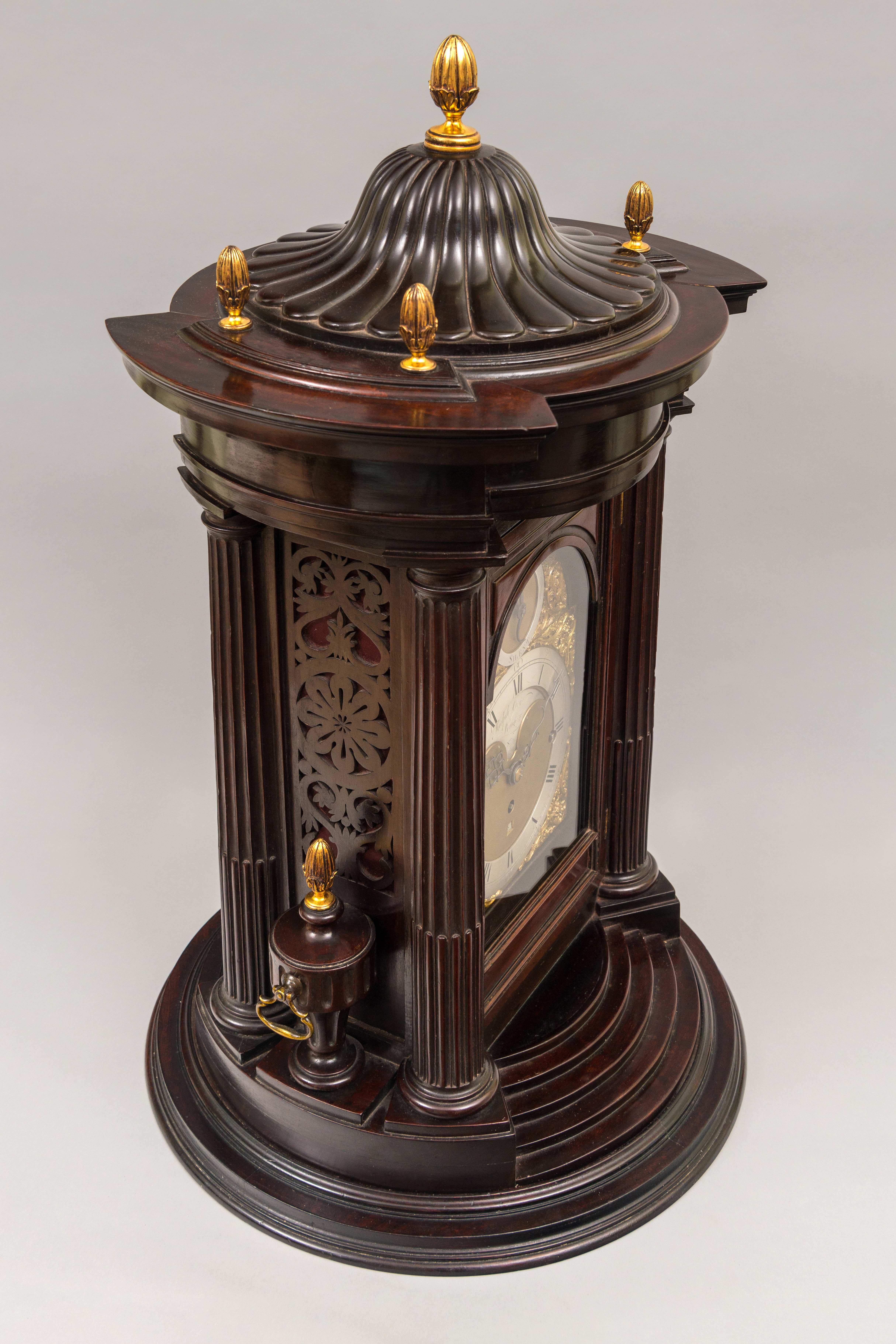 18th Century Antique Mahogany Musical Table Clock by Ralph Gout of London For Sale 2