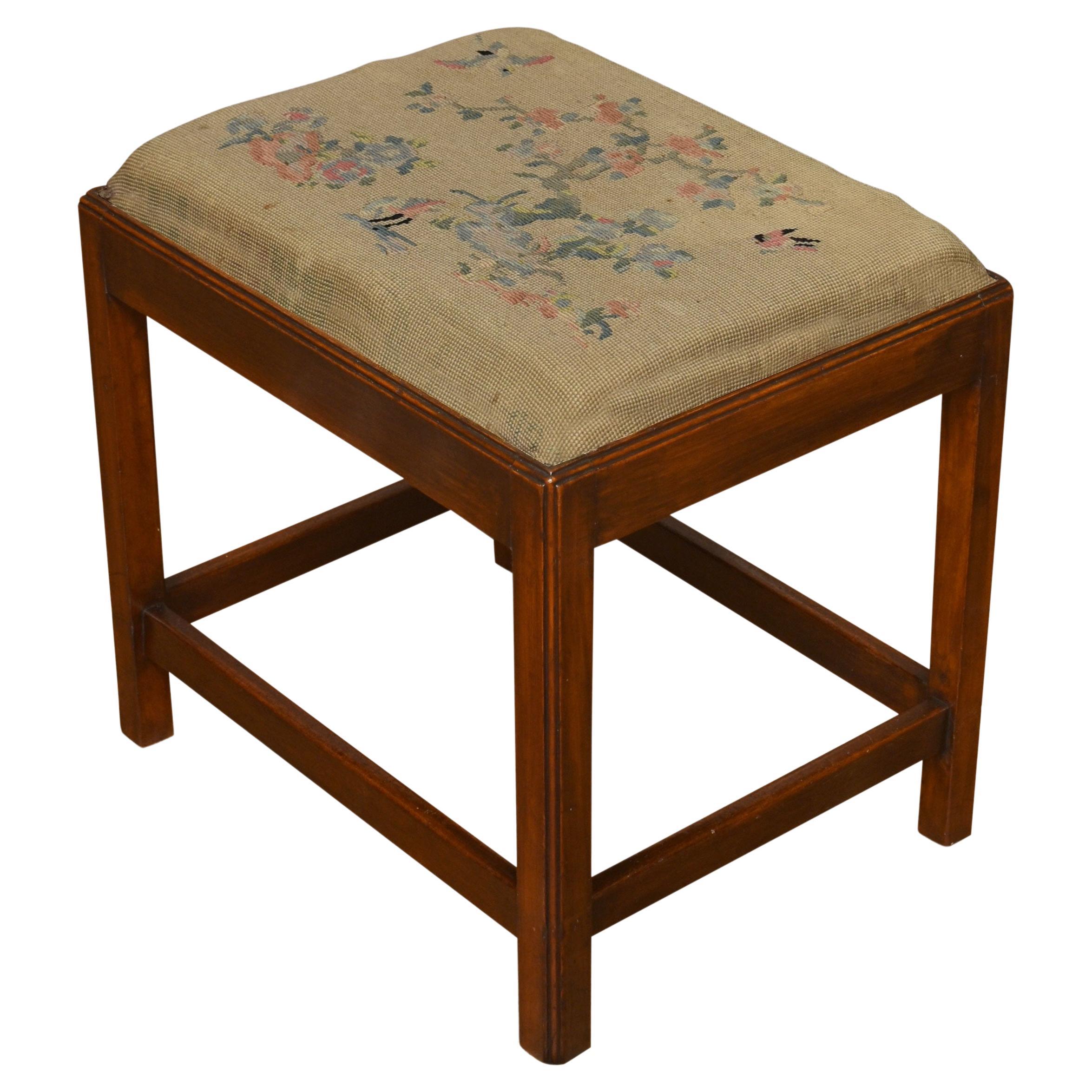 Mahogany Needlepoint Stool