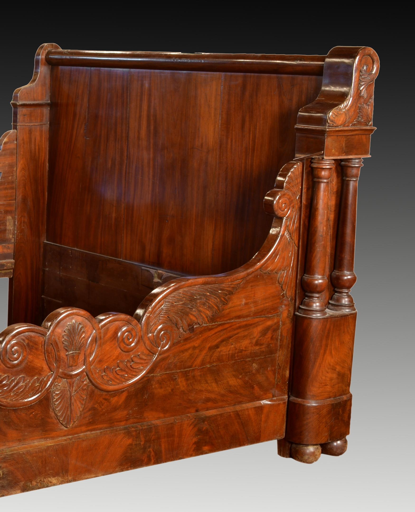 European Mahogany Neoclassical Bed Frame, 19th Century For Sale