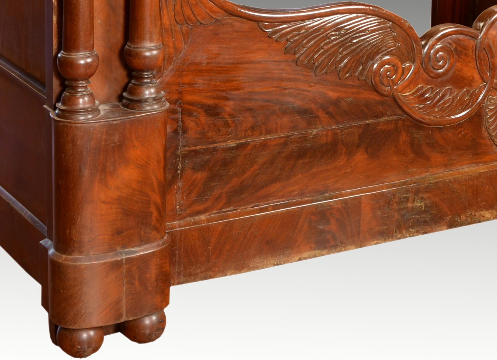 Wood Mahogany Neoclassical Bed Frame, 19th Century For Sale