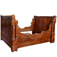 Antique Mahogany Neoclassical Bed Frame, 19th Century