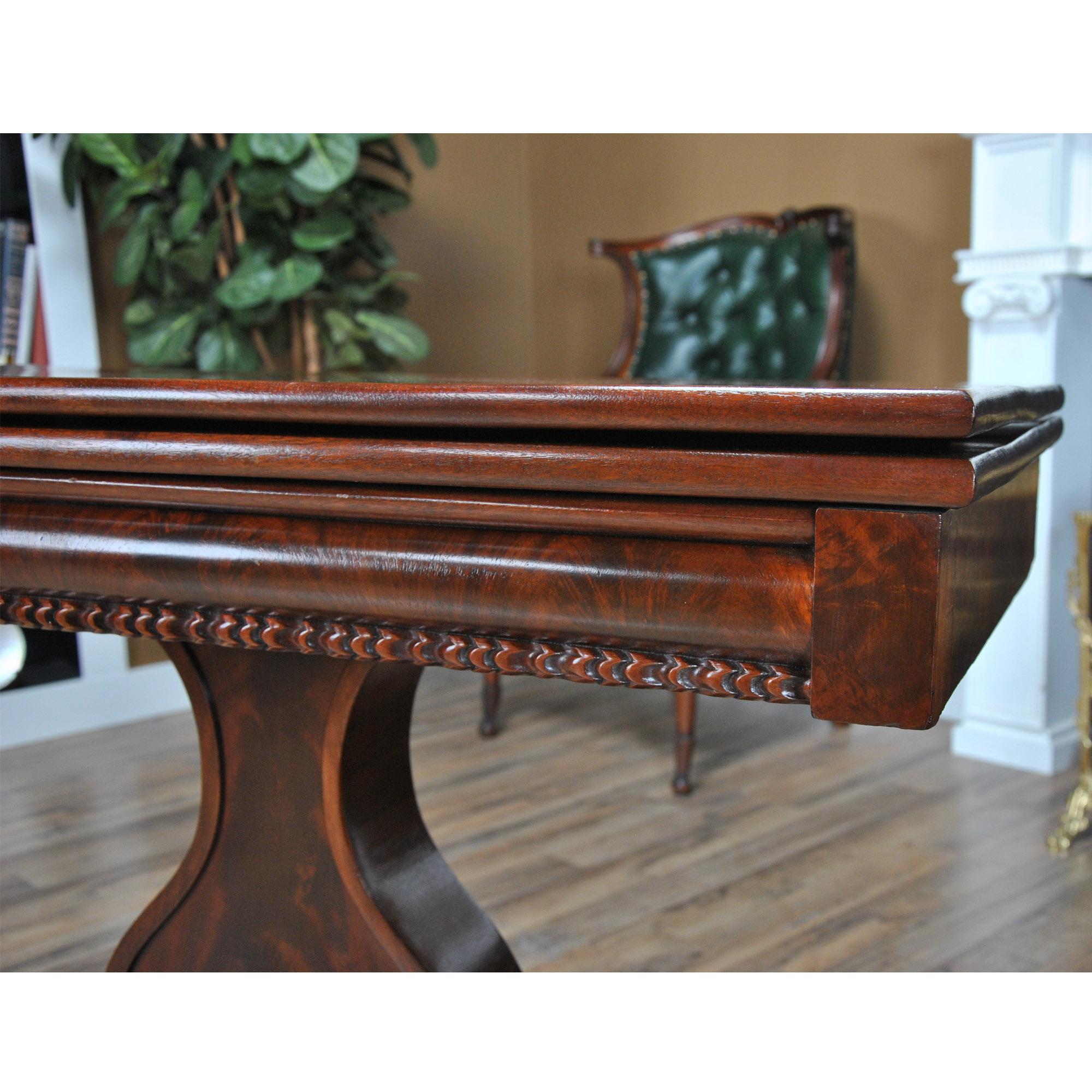 Hand-Carved Mahogany Neoclassical Game Table