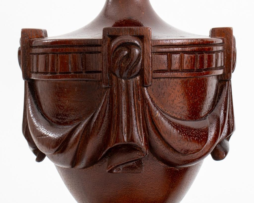 Mahogany Neoclassical Urn Architectural Finial, 2 In Good Condition For Sale In New York, NY