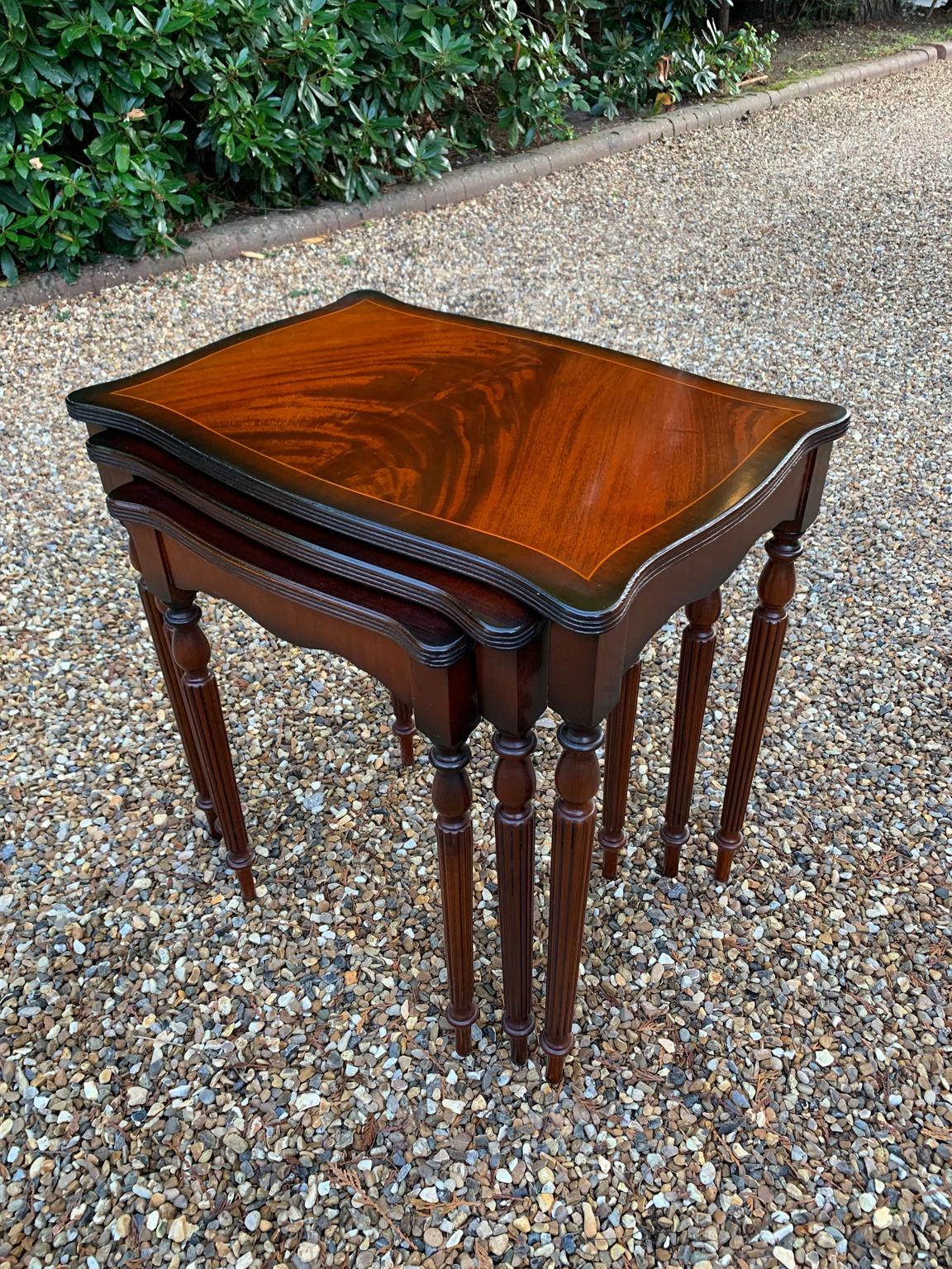 Hand-Crafted Mahogany Nest of Tables, Set of 3