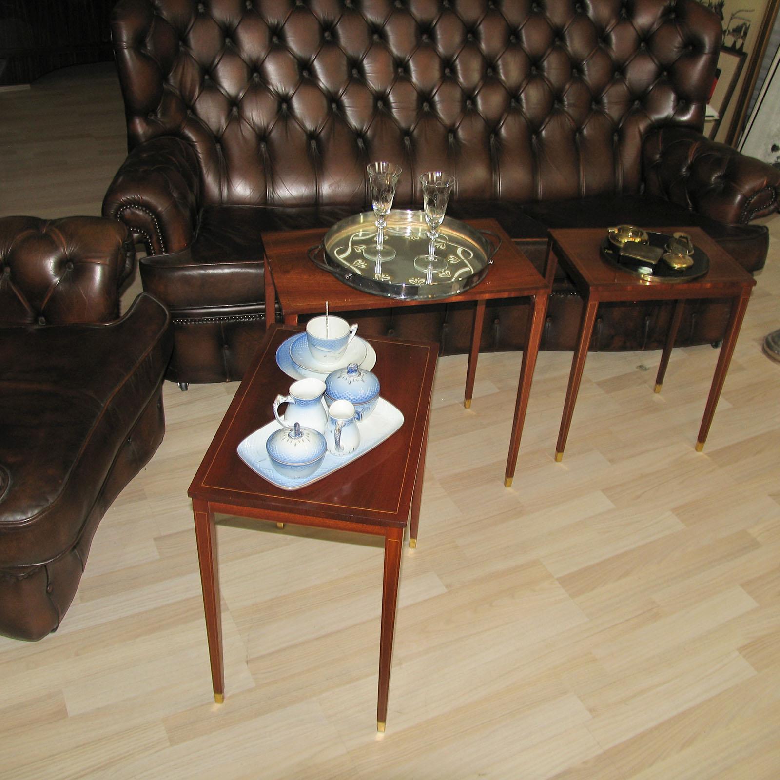 Gustavian Mahogany Nesting Tables, Bodafors, Sweden, 1950s For Sale