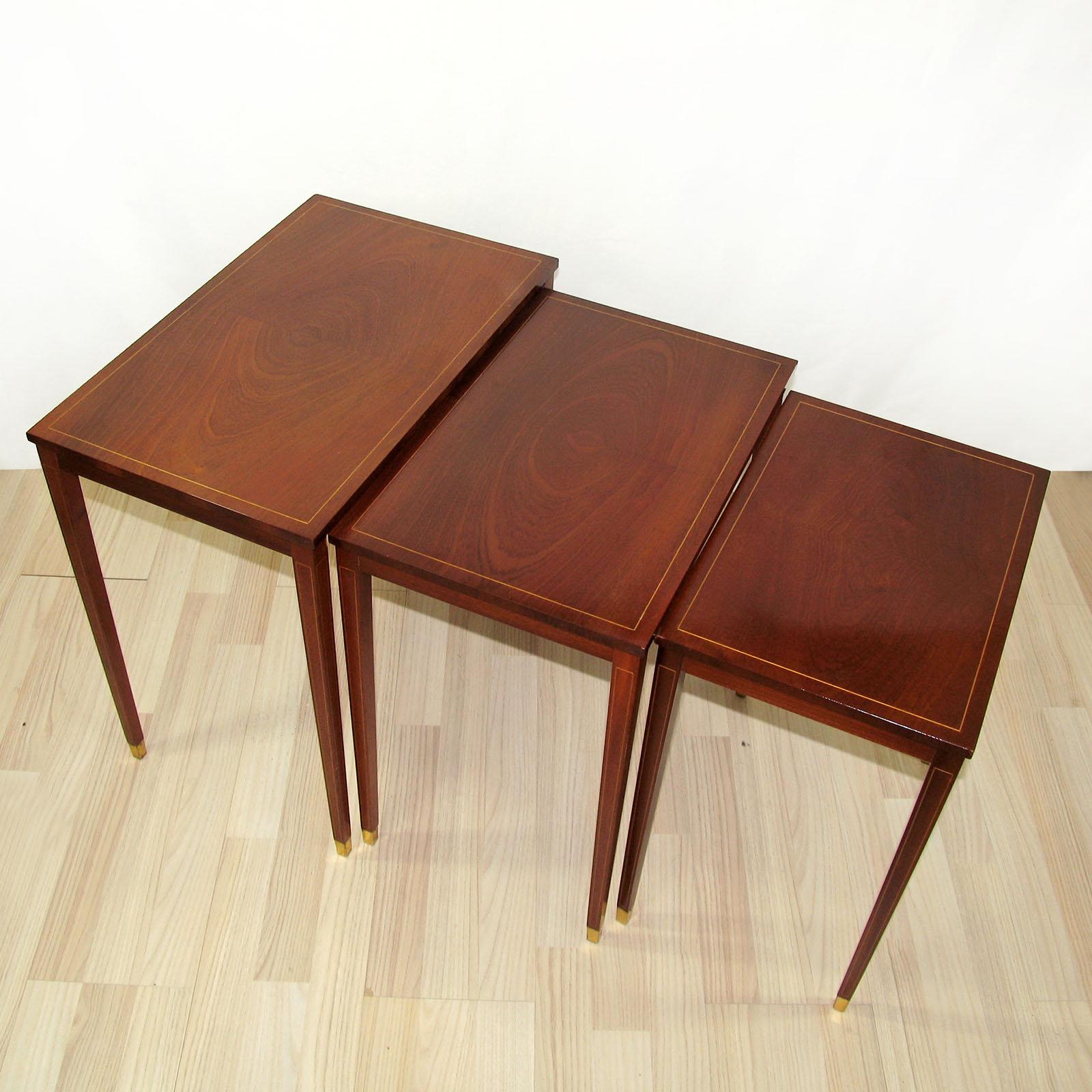 Polished Mahogany Nesting Tables, Bodafors, Sweden, 1950s For Sale