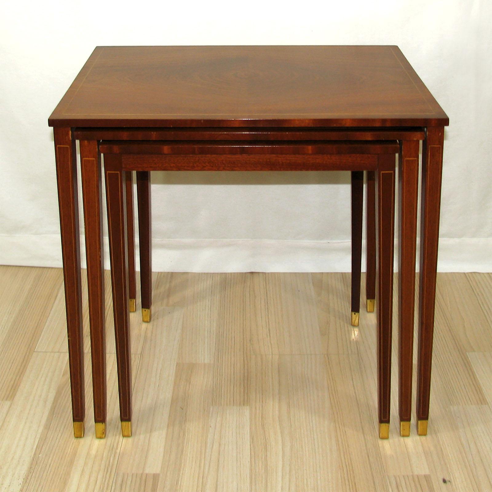 Mid-20th Century Mahogany Nesting Tables, Bodafors, Sweden, 1950s For Sale