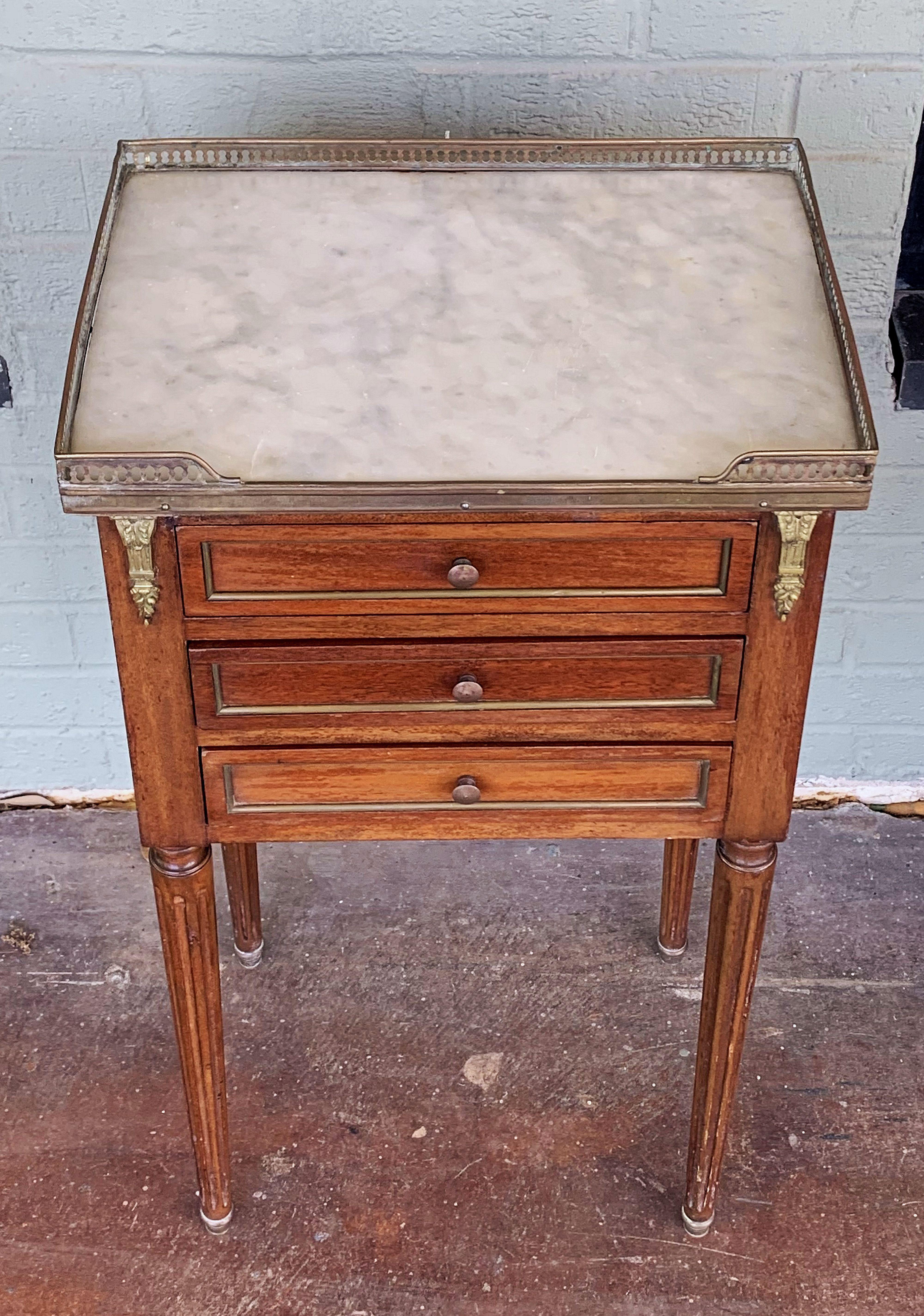 Mahogany Nightstands or Side Tables with Marble Tops 'Individually Priced' 4