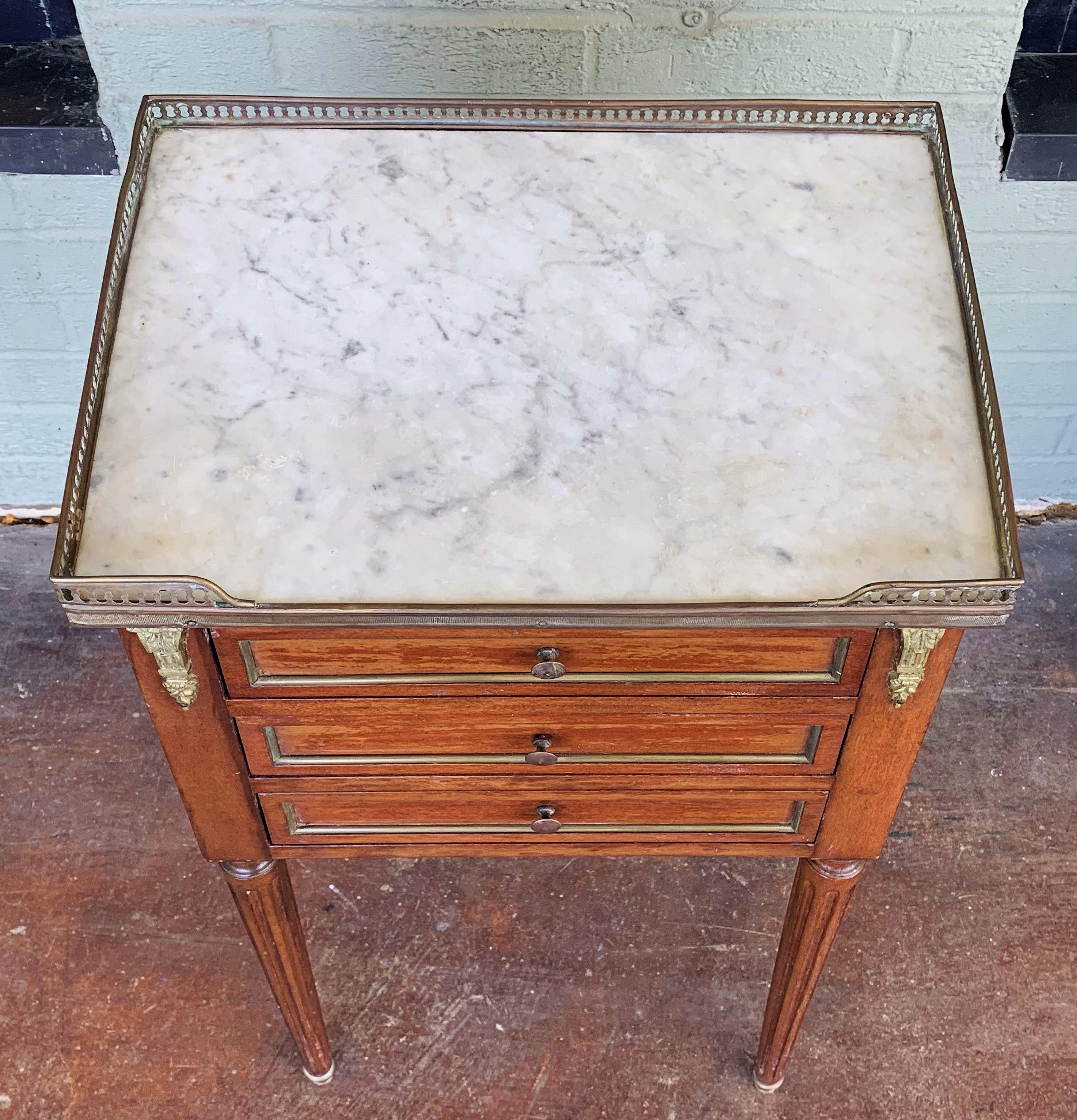 Mahogany Nightstands or Side Tables with Marble Tops 'Individually Priced' 5