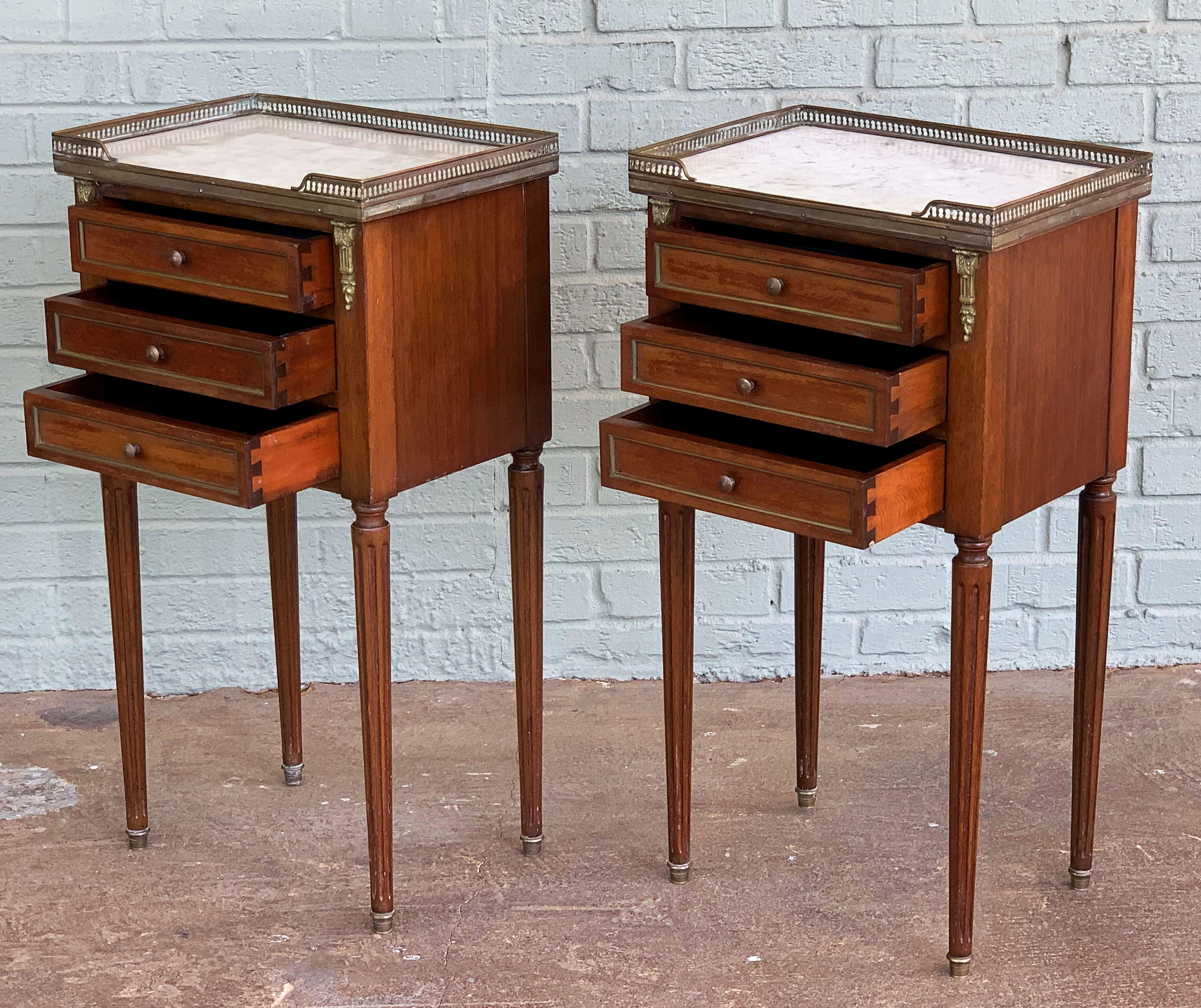 20th Century Mahogany Nightstands or Side Tables with Marble Tops 'Individually Priced'