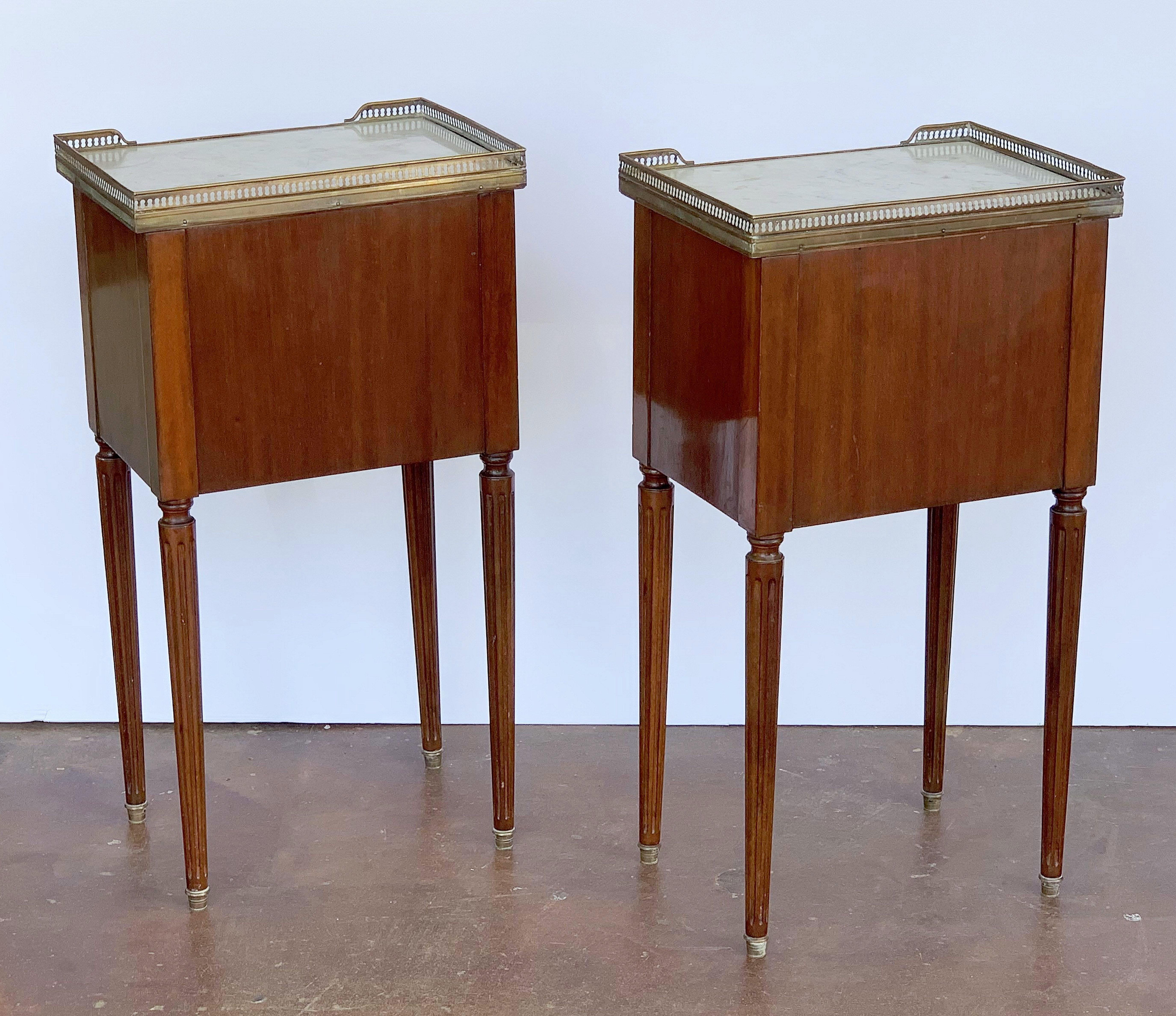 Metal Mahogany Nightstands or Side Tables with Marble Tops 'Individually Priced'