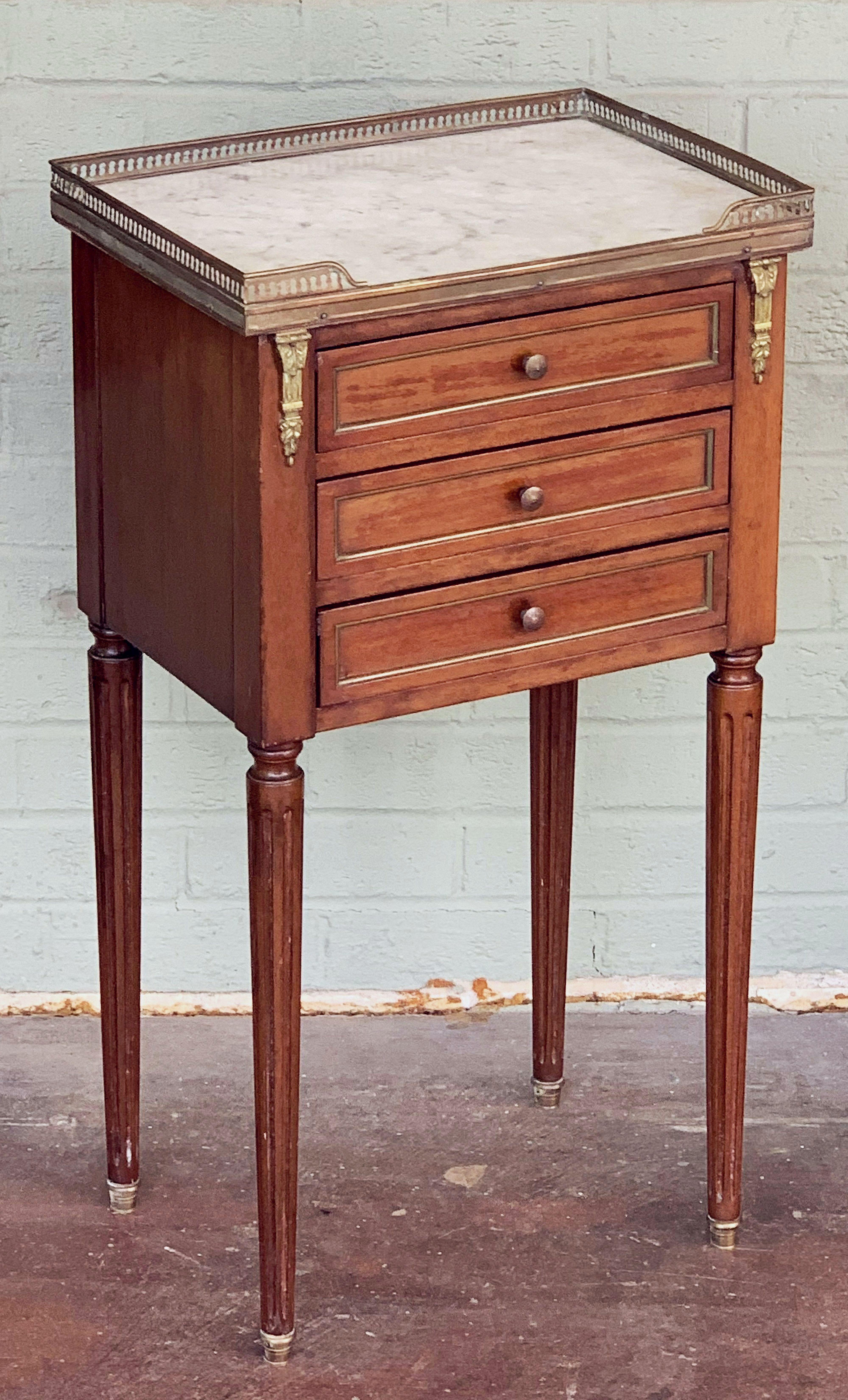 Mahogany Nightstands or Side Tables with Marble Tops 'Individually Priced' 1