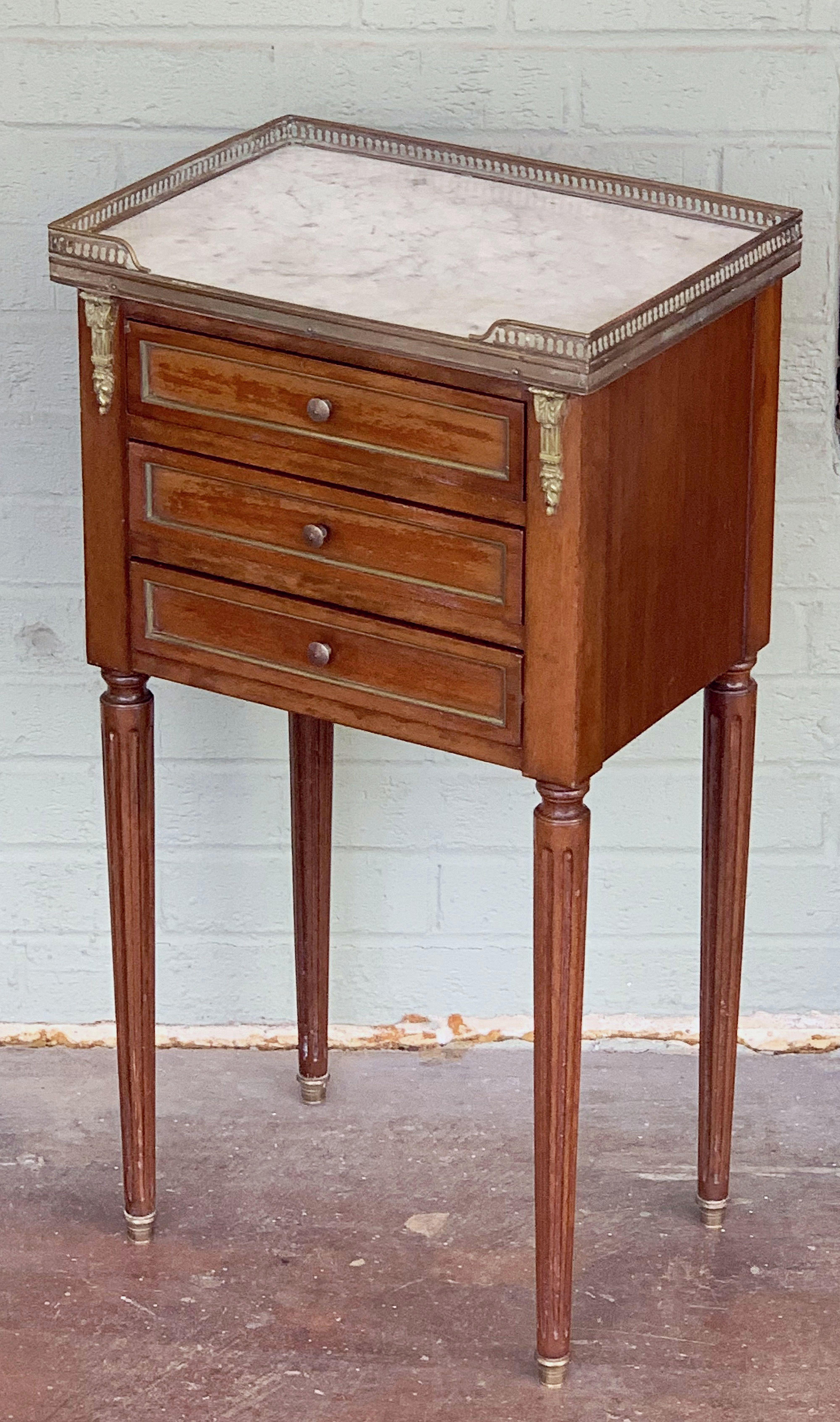 Mahogany Nightstands or Side Tables with Marble Tops 'Individually Priced' 2