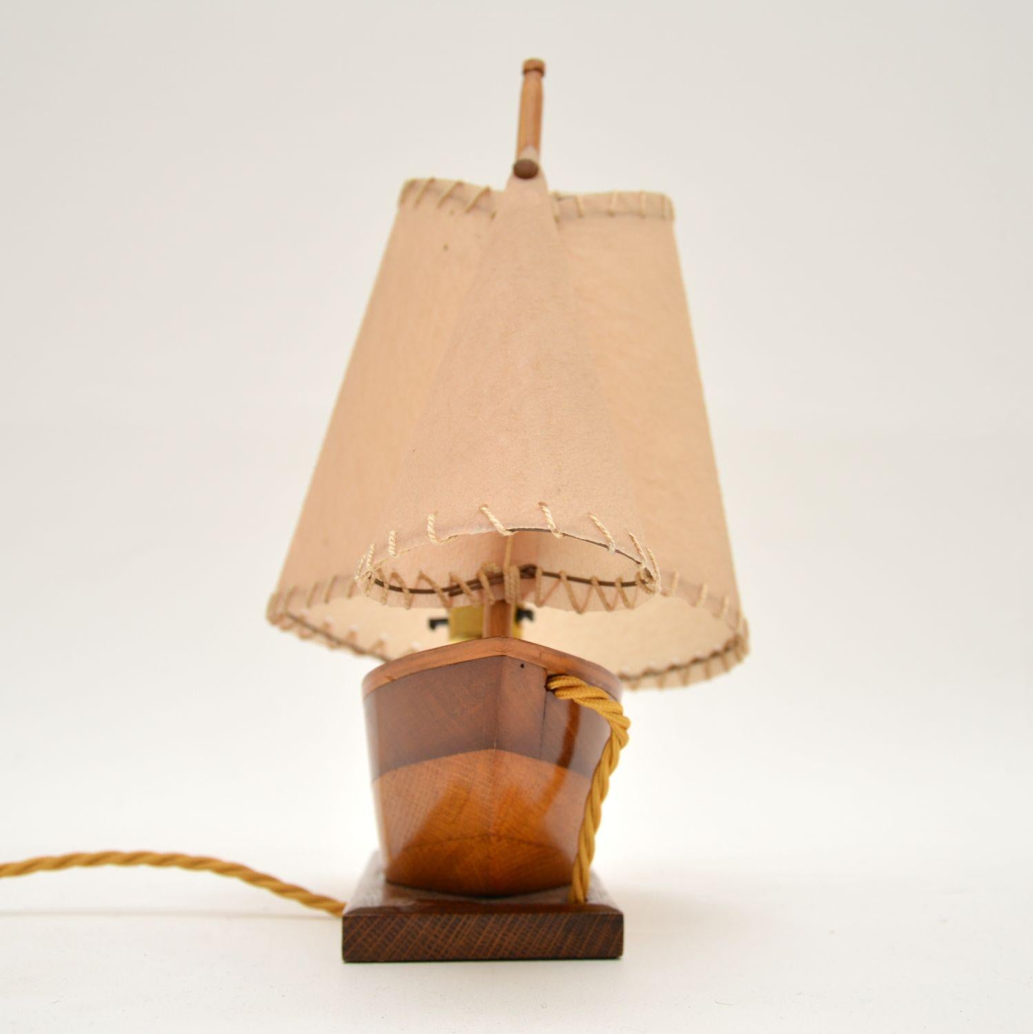 Mahogany & Oak Boat Table Lamp Vintage, 1960s 1