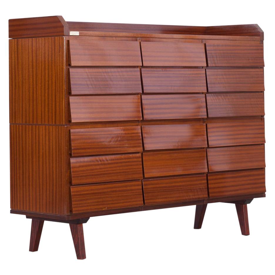 Mahogany Office Chest of Drawers, Manufactured by "Schirolli Manova", Italy 1950