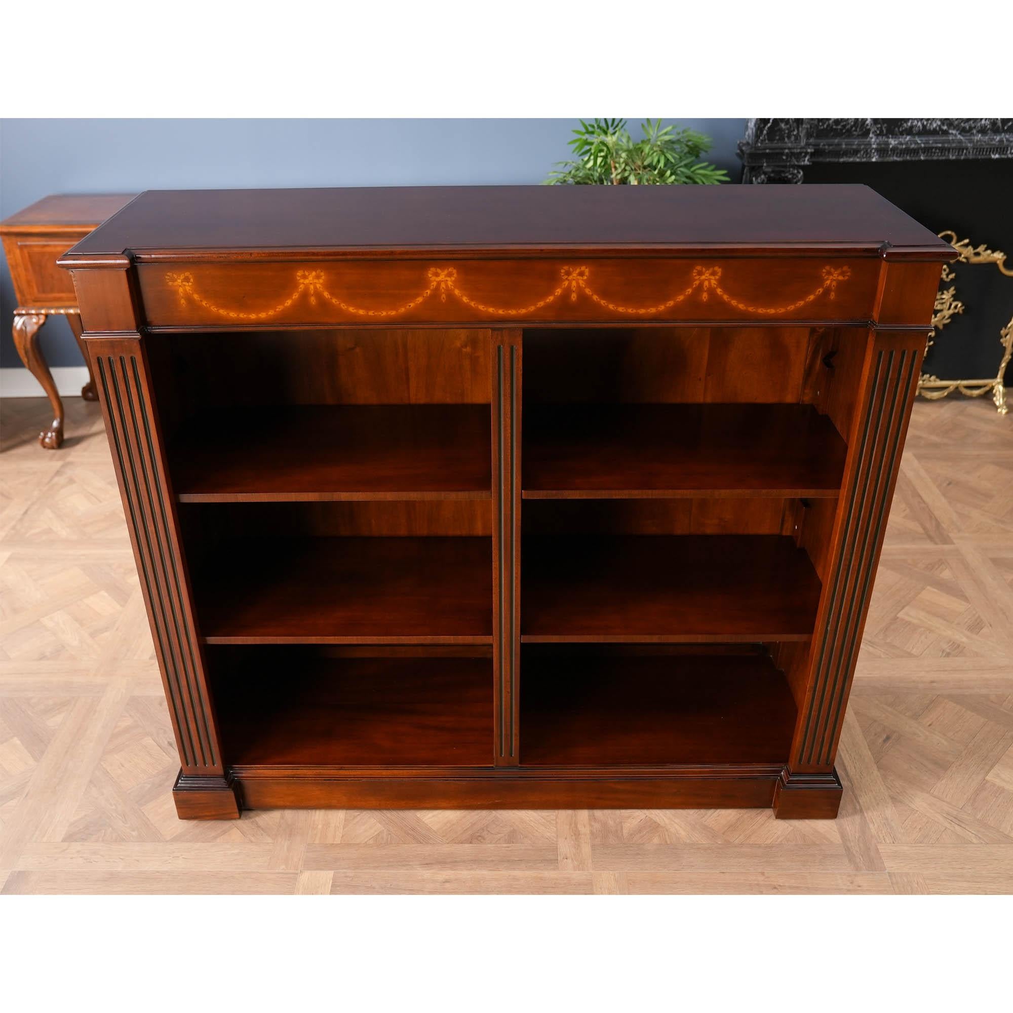Hand-Carved Mahogany Open Bookcase For Sale